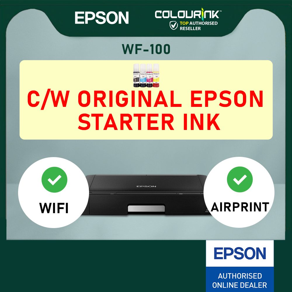 Epson WorkForce WF-100 Portable A4 Inkjet Mobile Printer Wi-Fi Direct Print Built-in Battery TR150 Officejet 250 WF100