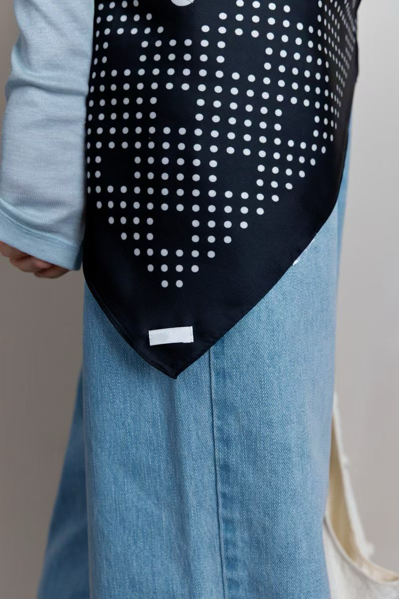 Polka dot silk scarf #sf04