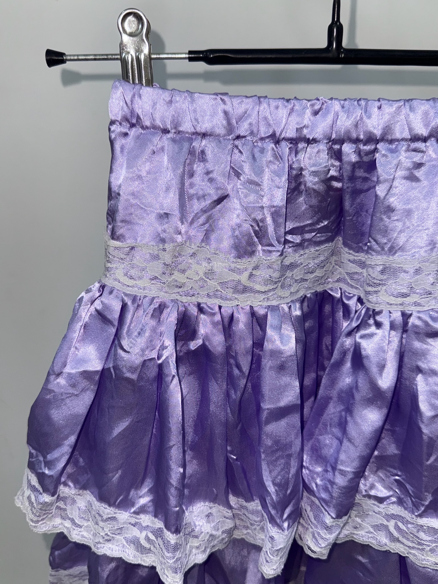 Y2K Satin Tiered Purple Ruffle Skirt