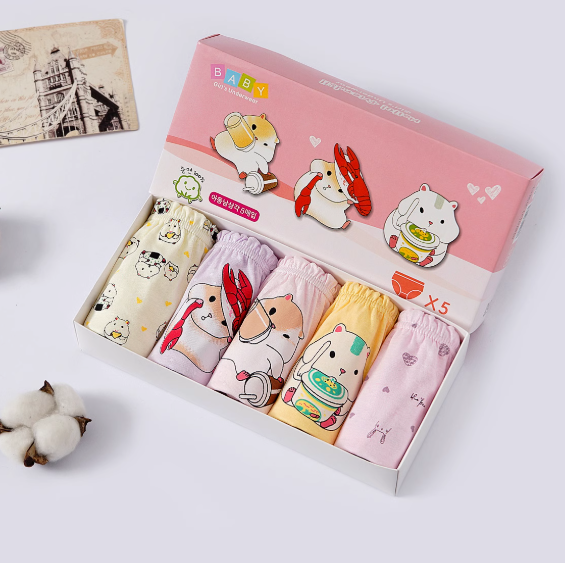 韓國 Hello Friends 純棉三角內褲 一套五條 (小倉鼠)