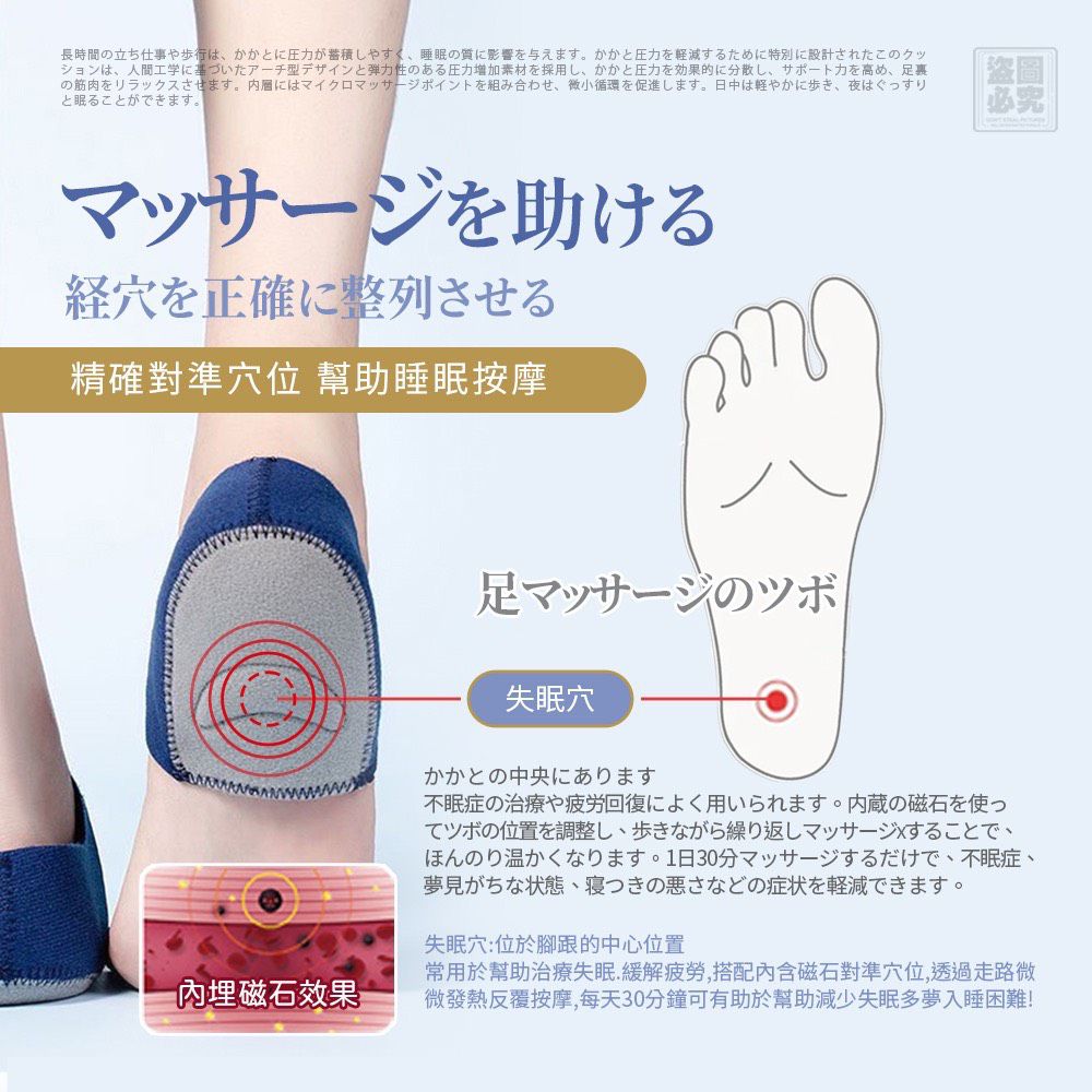 $45對.2對起$35對.日本MONOKU 按摩型舒眠腳跟墊