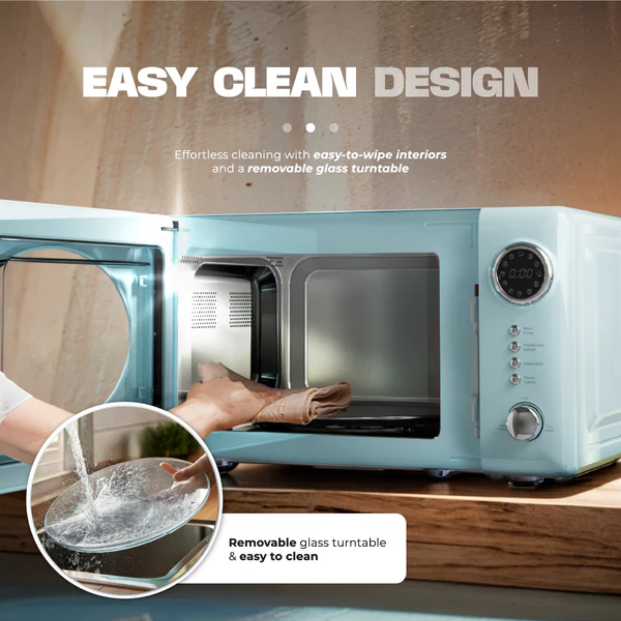 Russell Taylors 20L Retro Microwave Oven Cream (M2)