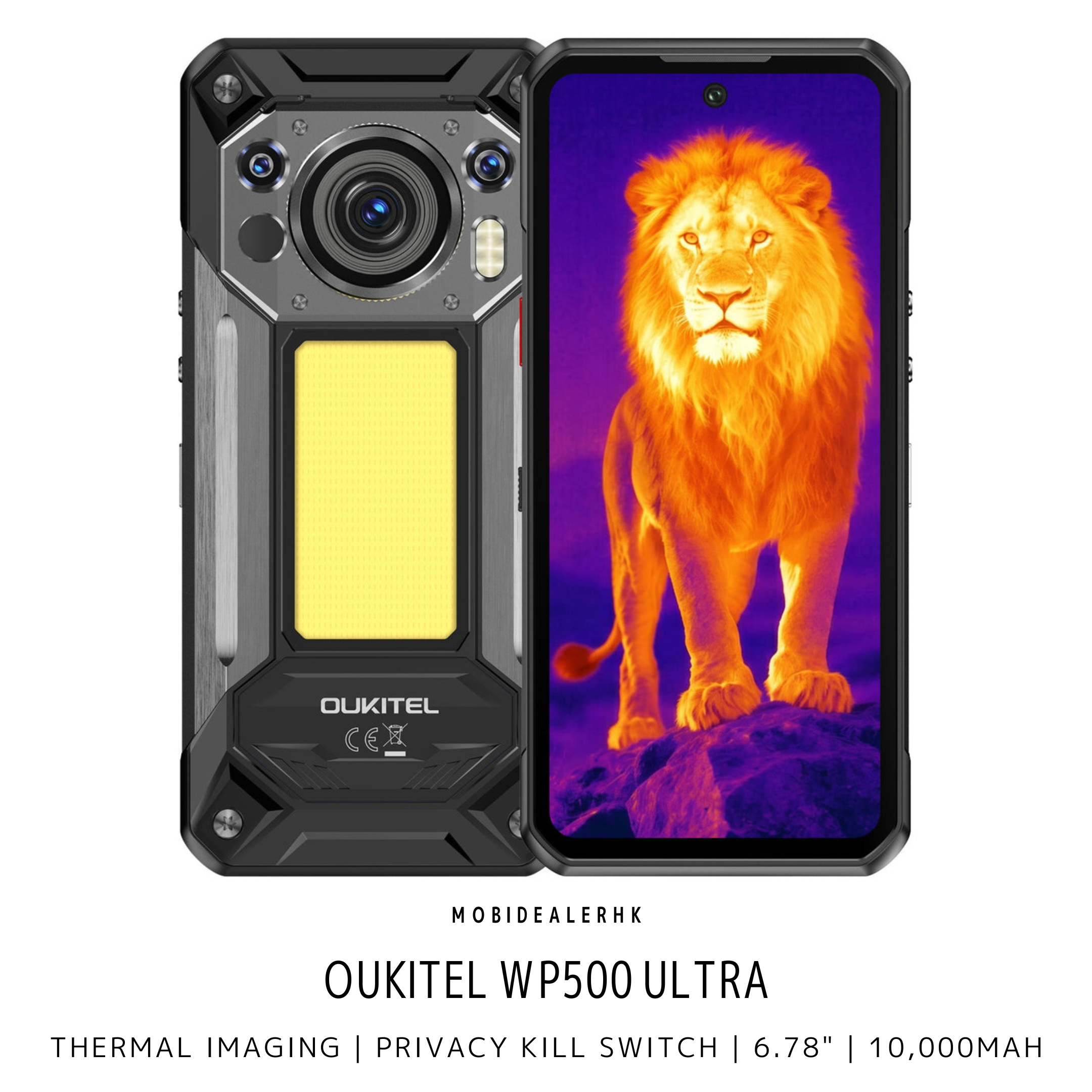 Oukitel WP500 Ultra | 歐奇 WP500 Ultra | 5G | 三防手機 | Privacy Kill Switch | 熱感 | 夜視鏡 | 10,000mAh | 反向充電