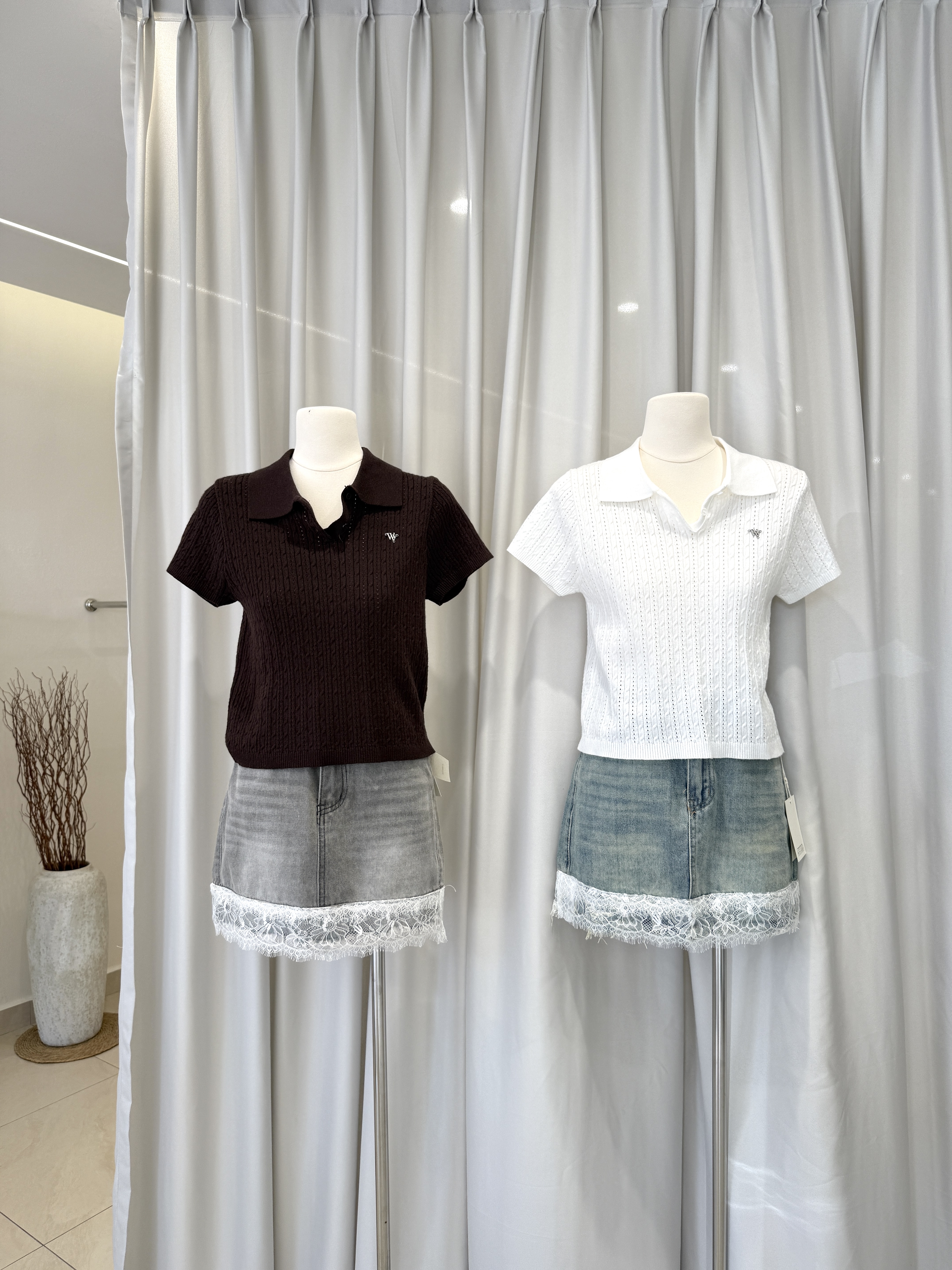 6521 韩系纹路感针织短袖