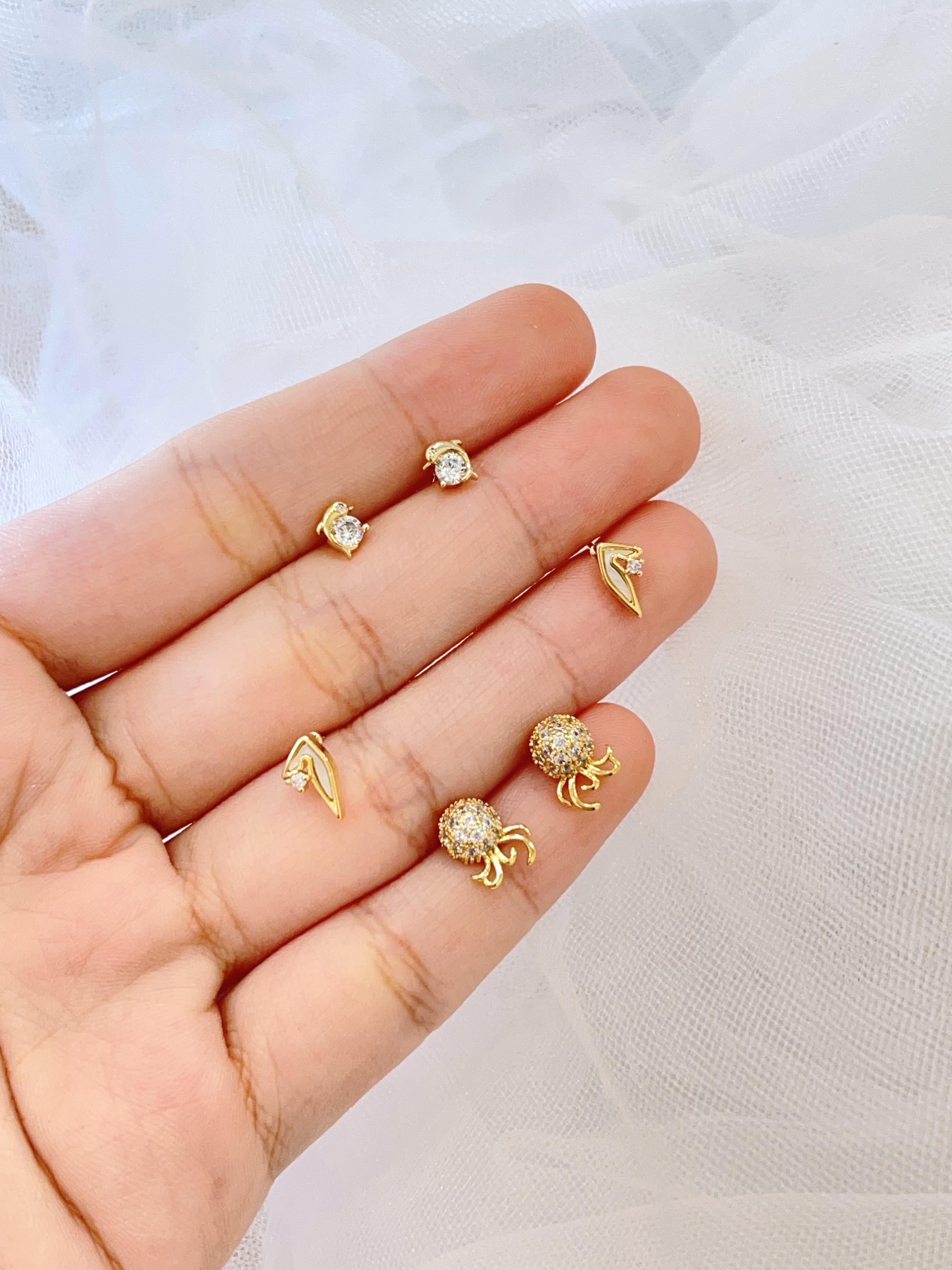 镶钻小八爪鱼耳环套装