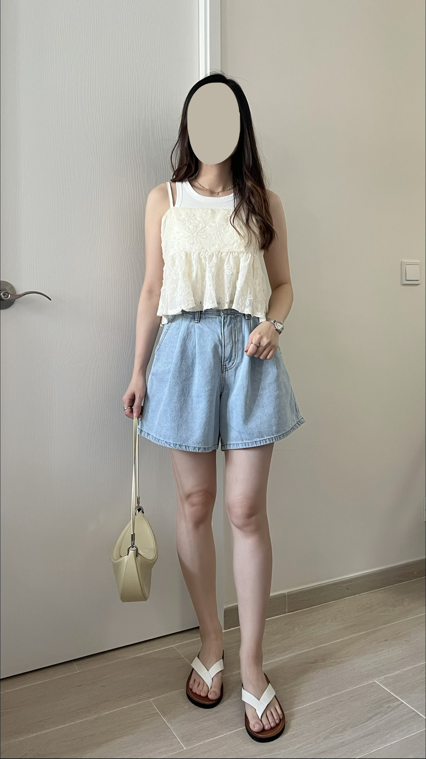 甜價仙氣花花兩穿吊帶背心 杏色