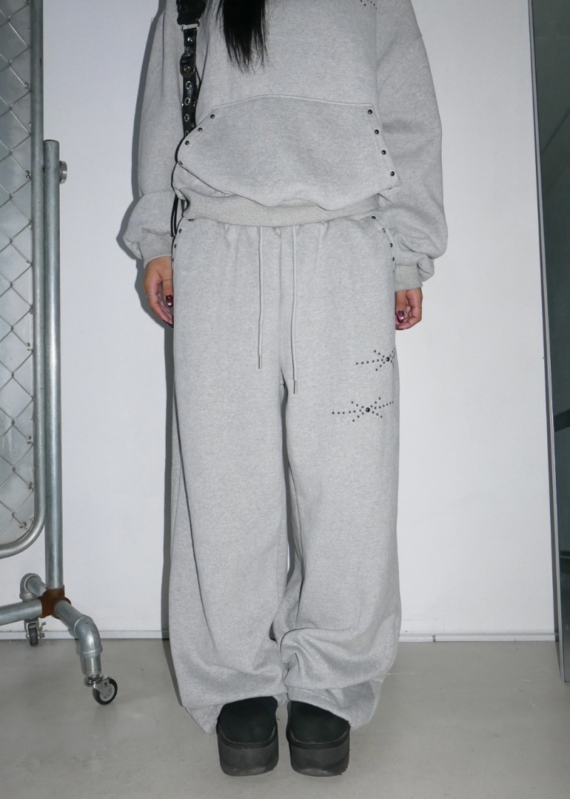 Studded Wide-Leg Sweatpants