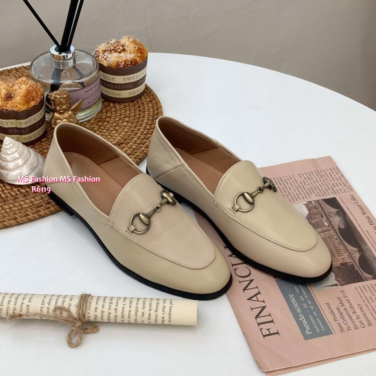 R6119 韓國🇰🇷古銅金扣真皮loafer鞋