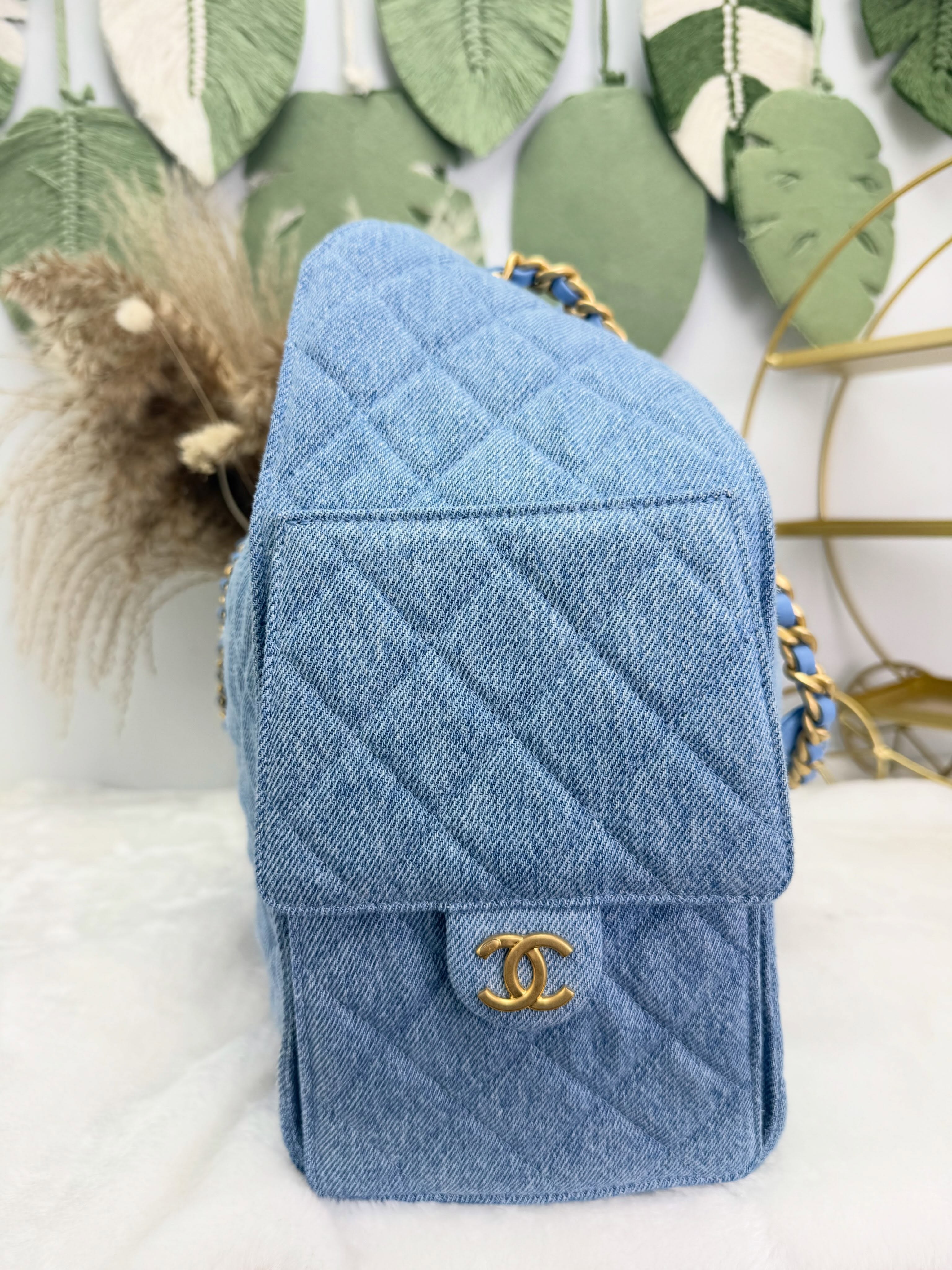 Chanel👜 PRE OWNED 🛍️牛仔藍25bag 晶片款🩵  