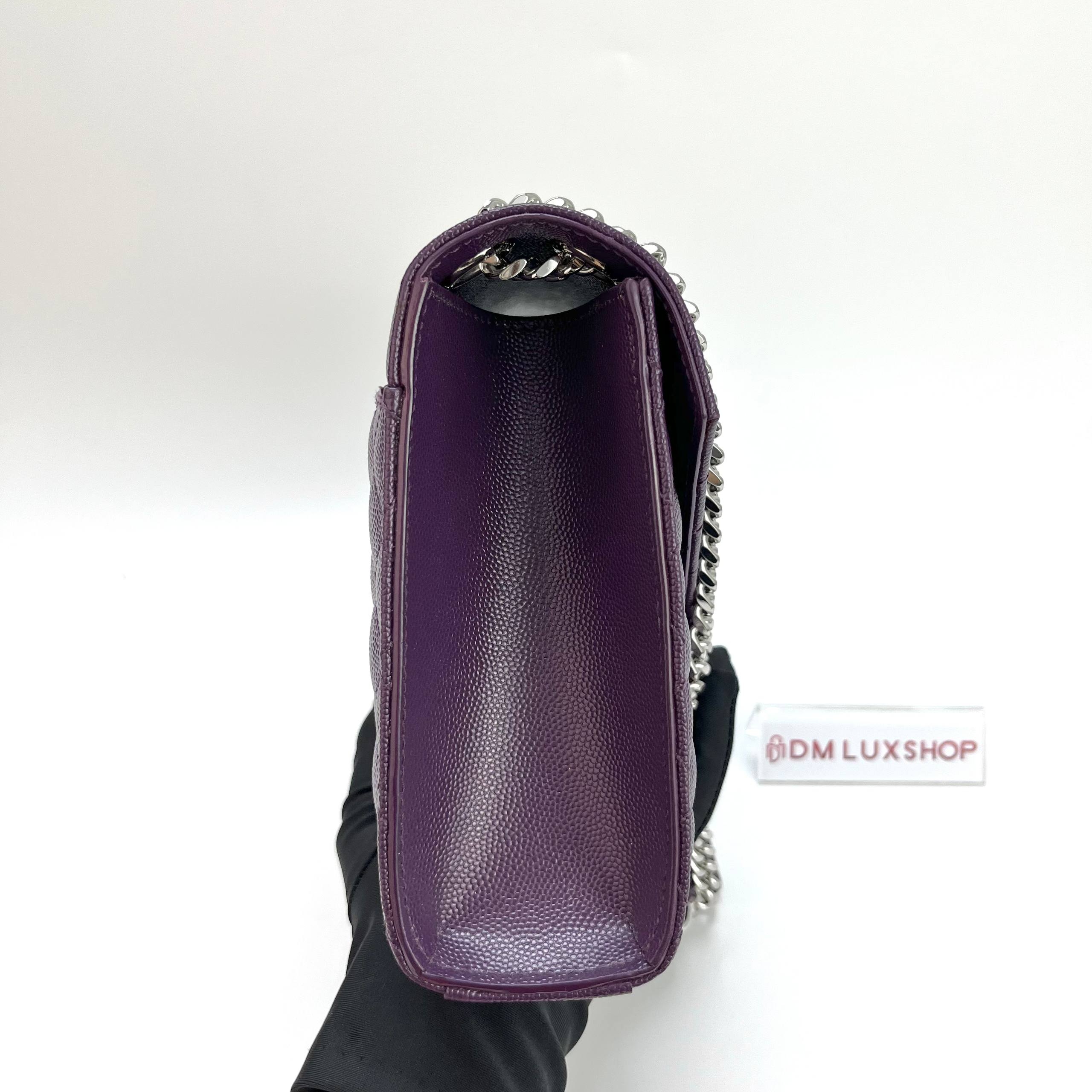 YSL Dark Purple Envelope Medium SHW