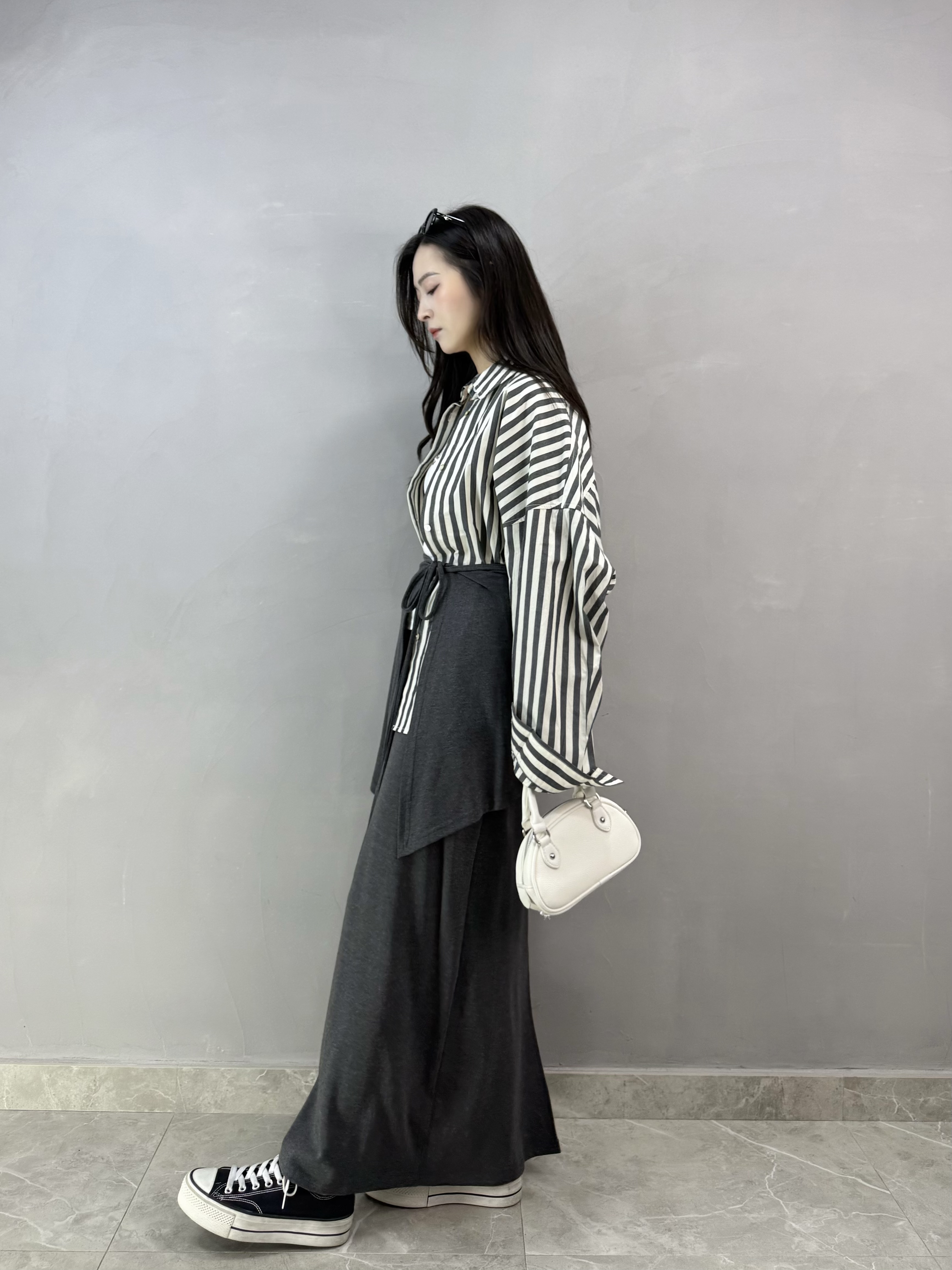 H60 綁腰層次棉裙Set