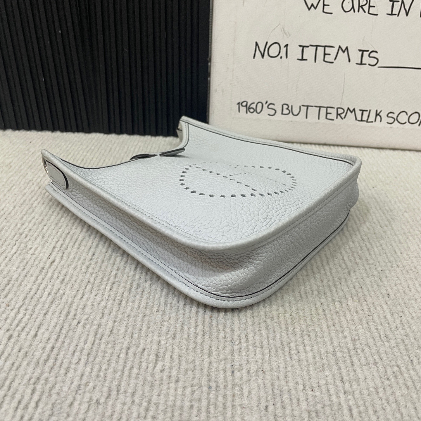 【預訂貨品】Hermes淺藍色銀扣mini Evelyne