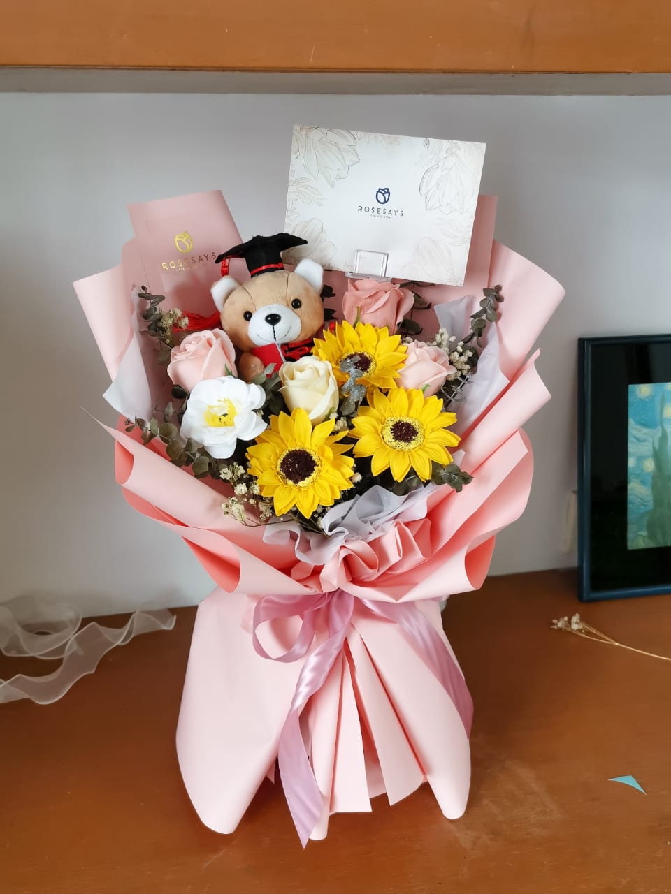 Sunflower Bear Pink Bouquet