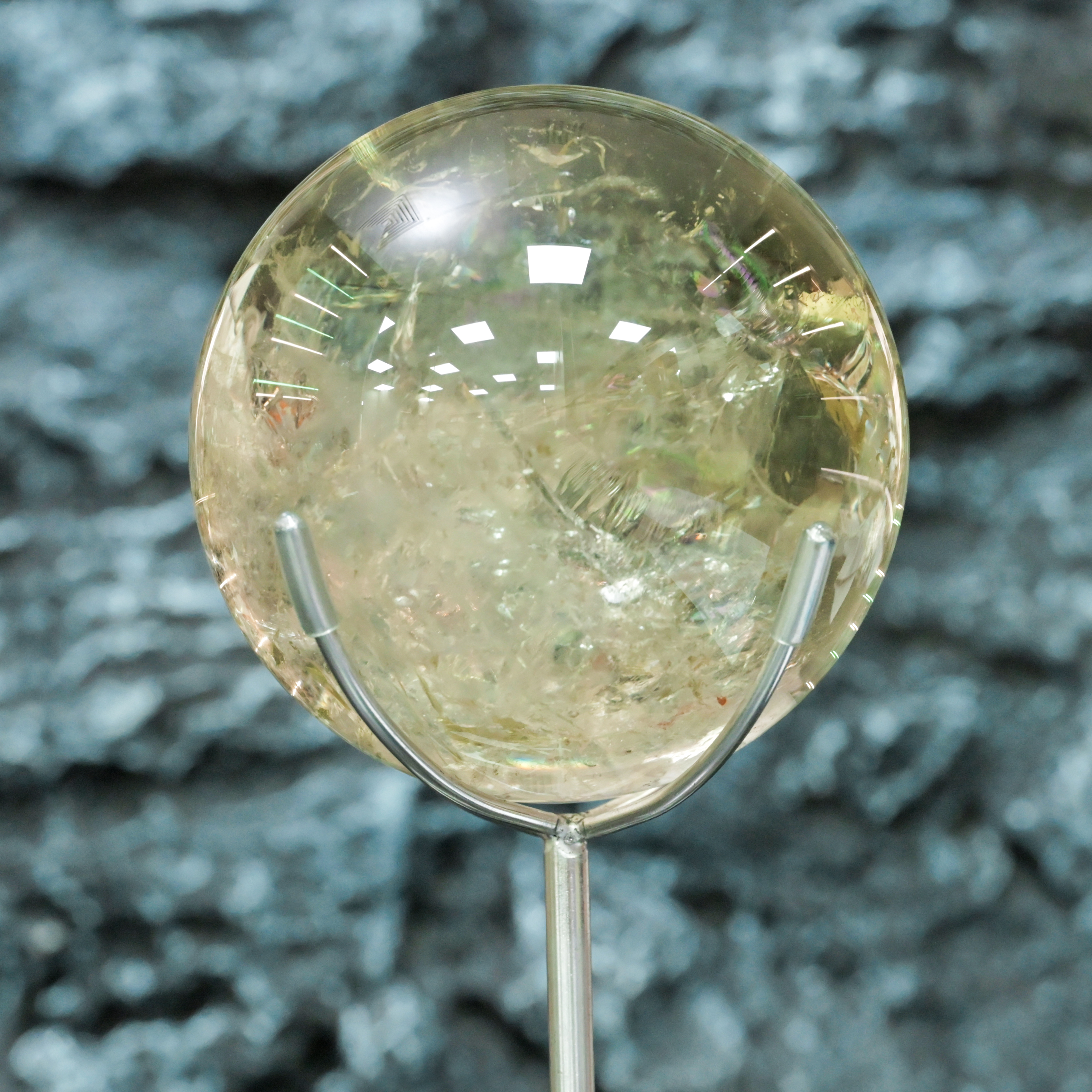 巨型黃水晶球｜冰裂彩虹・金色峽谷｜重量級風水招財鎮宅重器｜#202610018