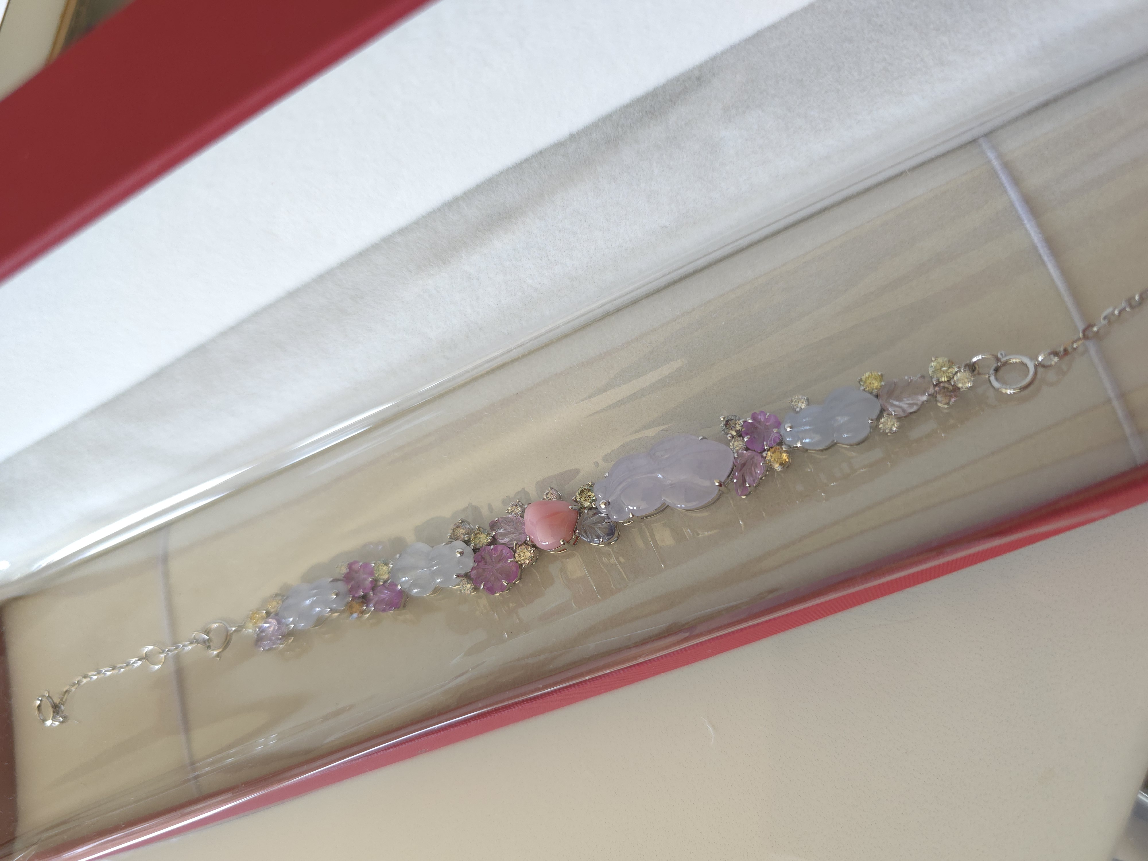 18K海螺珠紫翡翠彩鑽手鏈