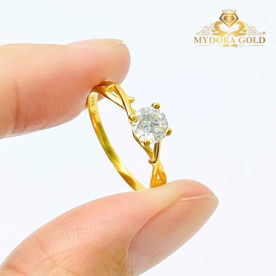 MYDORA Emas 916 Cincin Batu CZ Classy Twist l EMAS 916/22K
