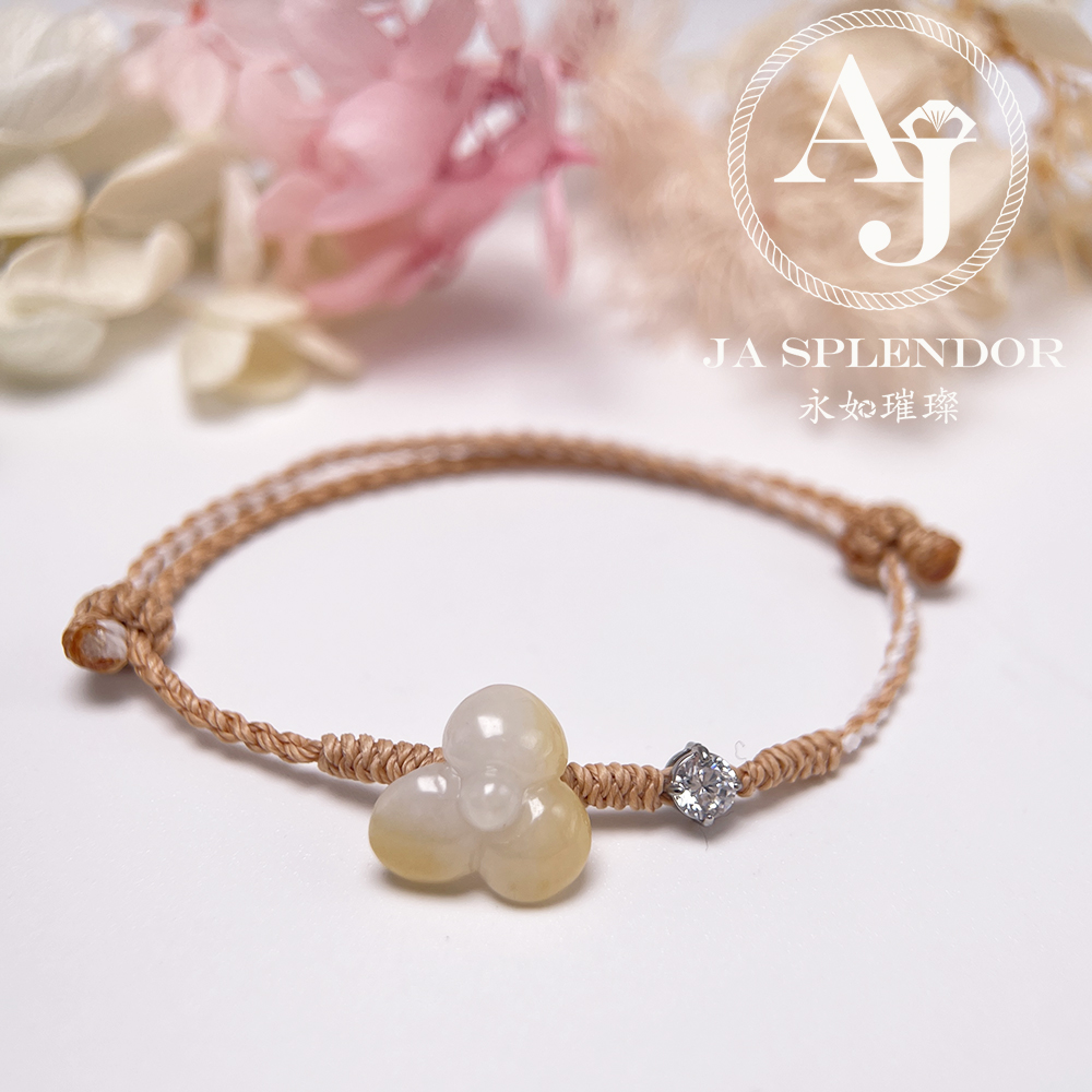 JN-3428 天然翡翠A玉-黃翡立體小花手繩