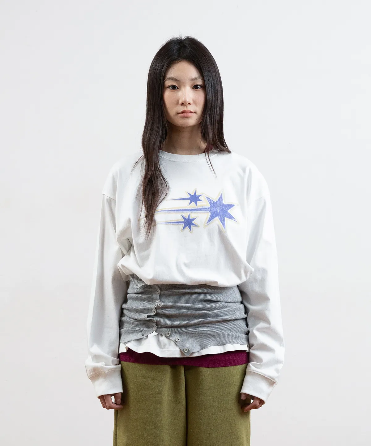 🇰🇷訂購｜niceghostclub｜DRAWING 3STAR LS TEE 3色 