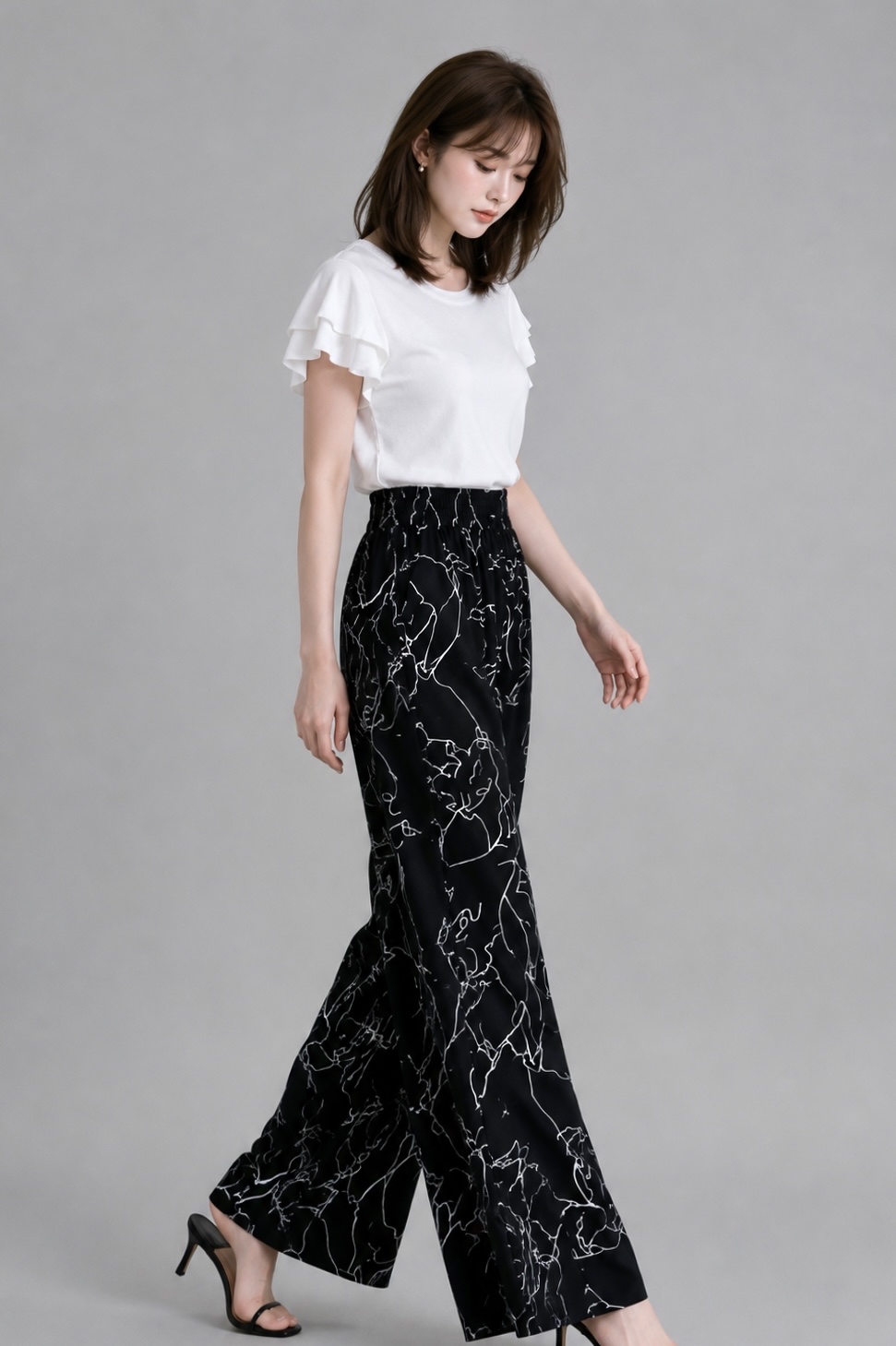 978 Monet Abstract Wide-Leg Pants