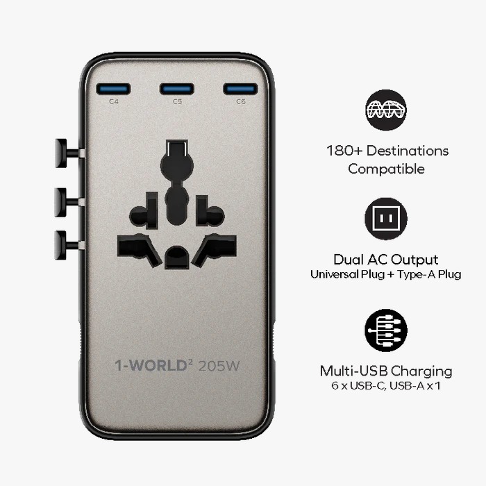 Momax 1-WORLD 205W 萬用旅行轉接頭