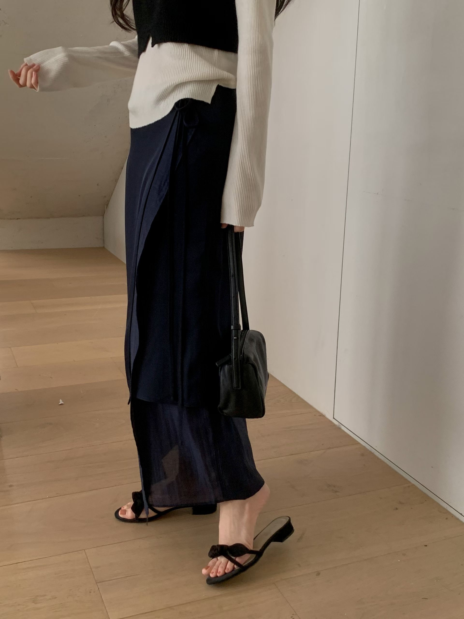 Double layers wrapped long skirt