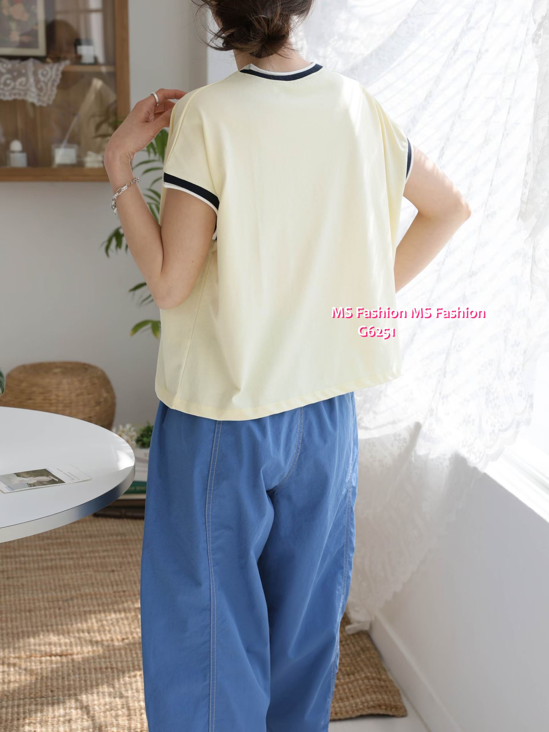 G6251 韓國🇰🇷高質靚print拼邊top