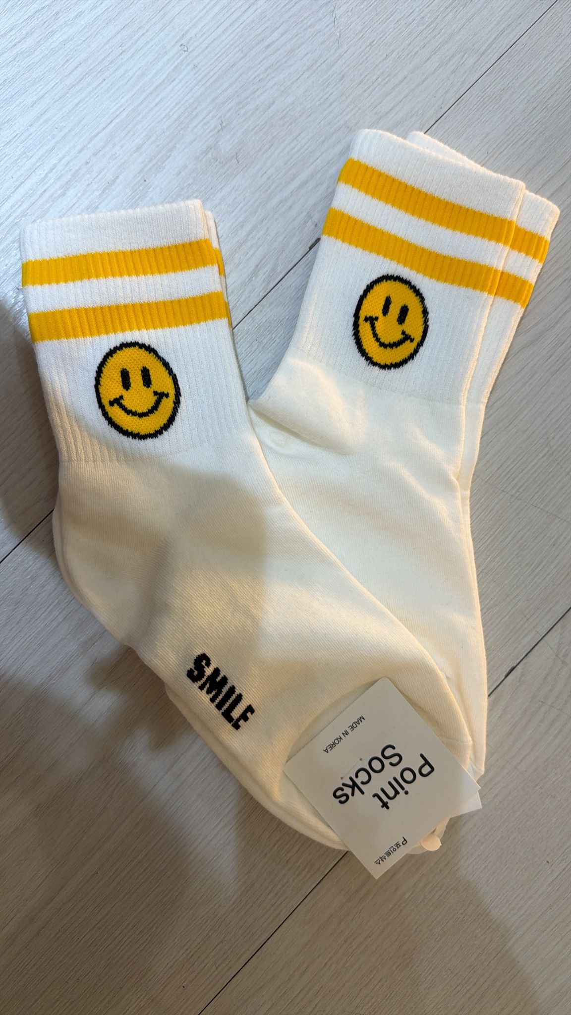 可愛笑臉條紋襪 - 韓國製時尚短襪