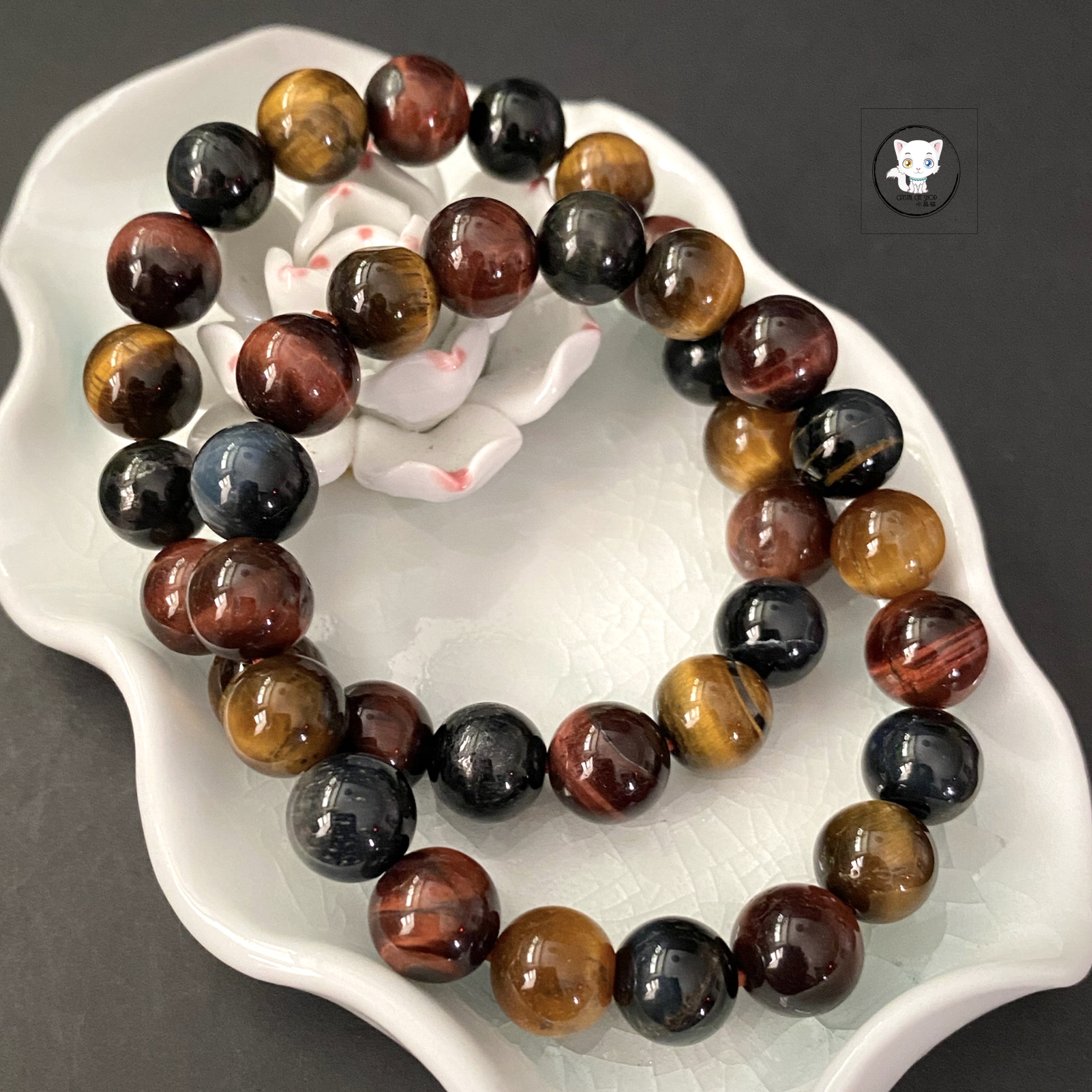 天然彩虎眼石手鏈 10mm