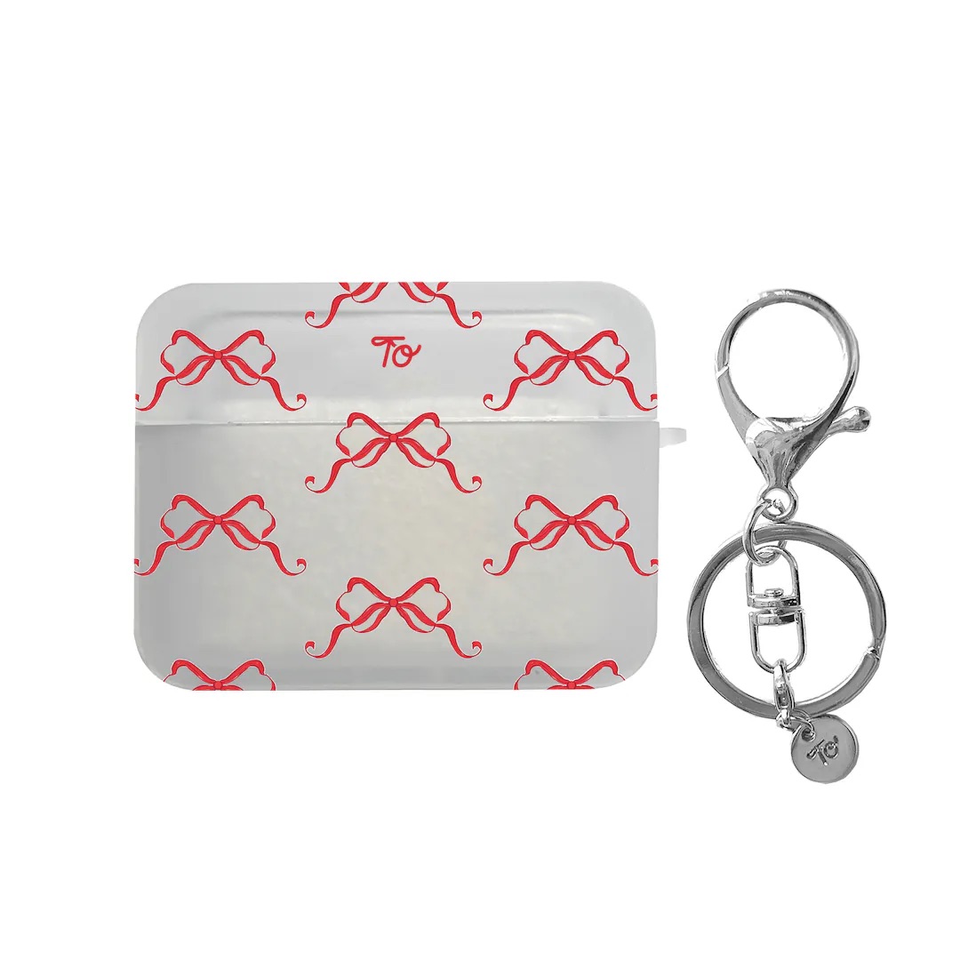 【Burgundy Ribbons in Full Printing】磨砂半透明方盒AirPods Case