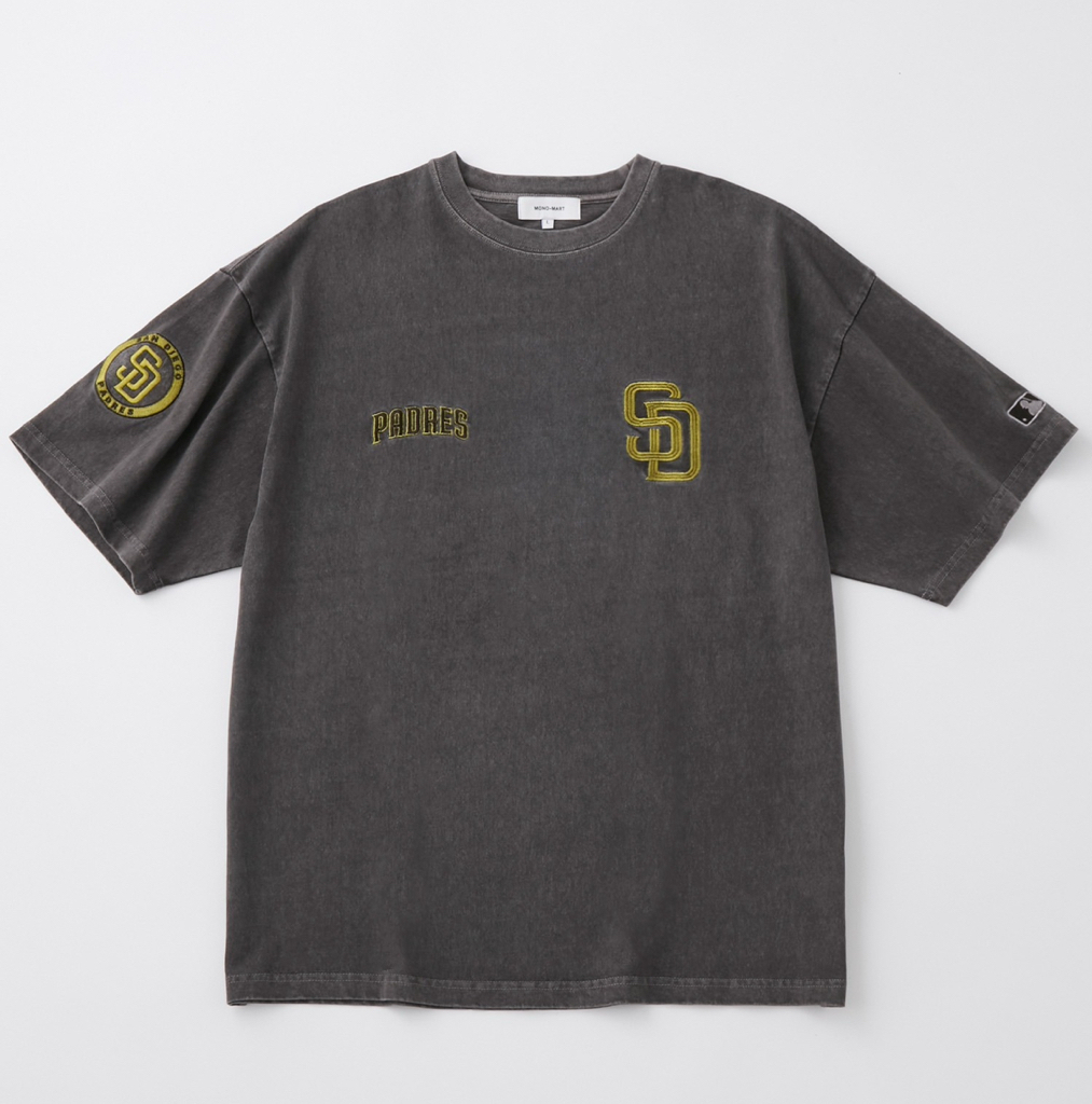 日本直送MLB刺繡T恤  MLB/美國職棒大聯盟 定製 徽章刺繡 復古加工短袖T恤男女可穿