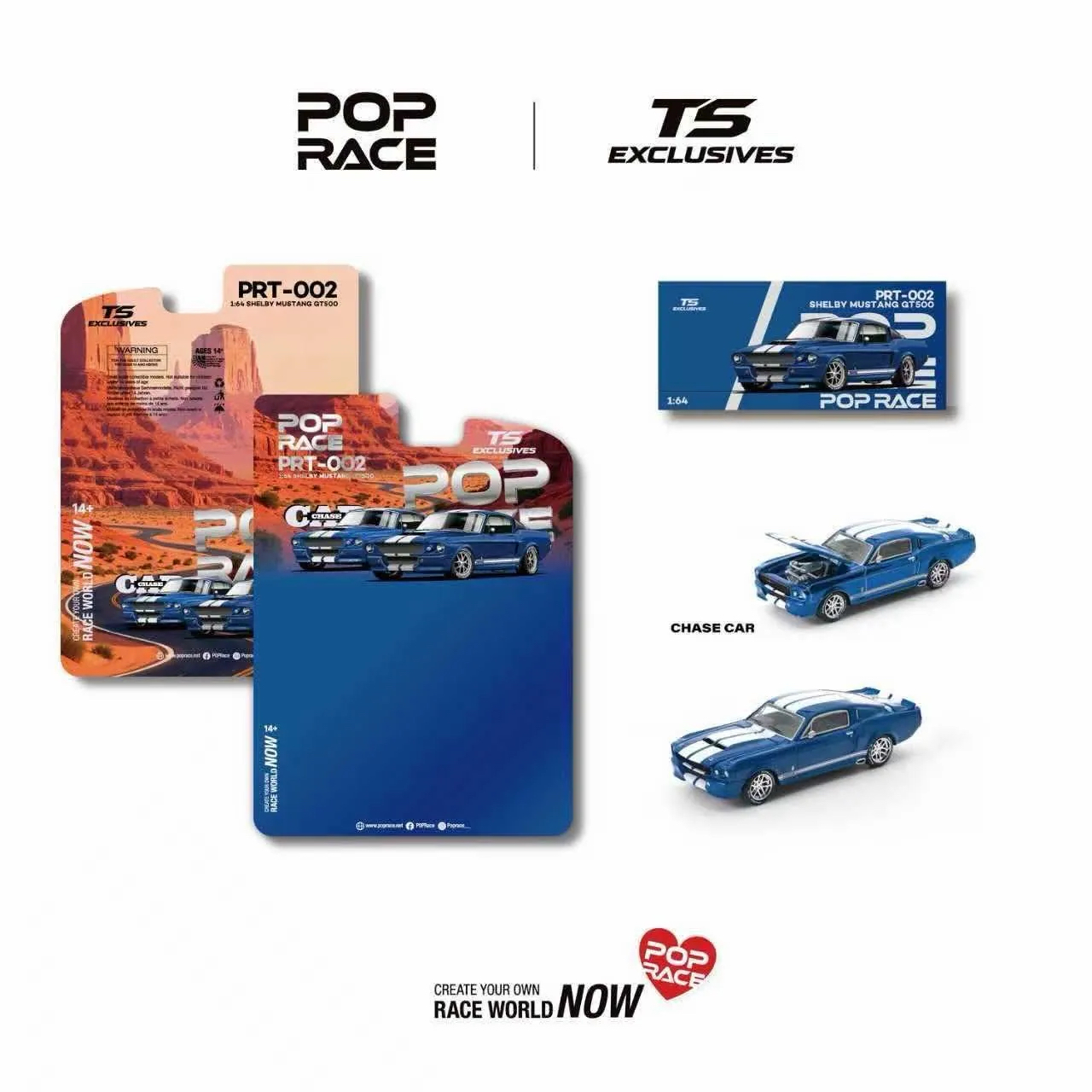 (預訂 Pre Order ) Poprace  ( PRT002 ) SHELBY MUSTANG GT500 – Blue with White Stripes