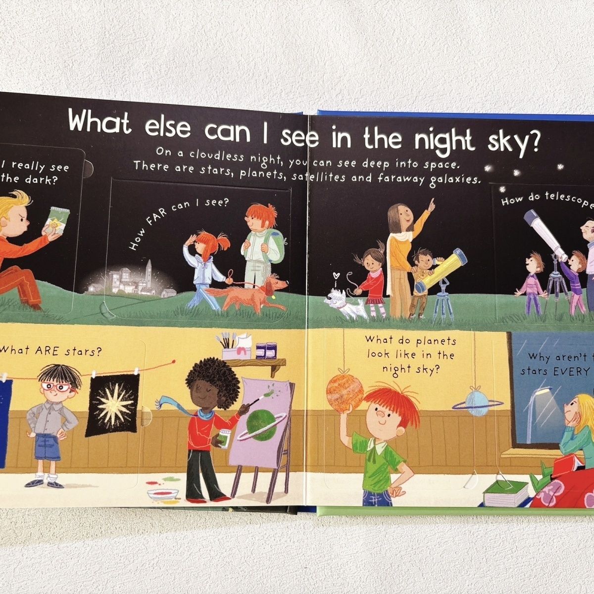 Usborne Lift-the-flap USBORNE First Questions and Answers Why is dark at night ?