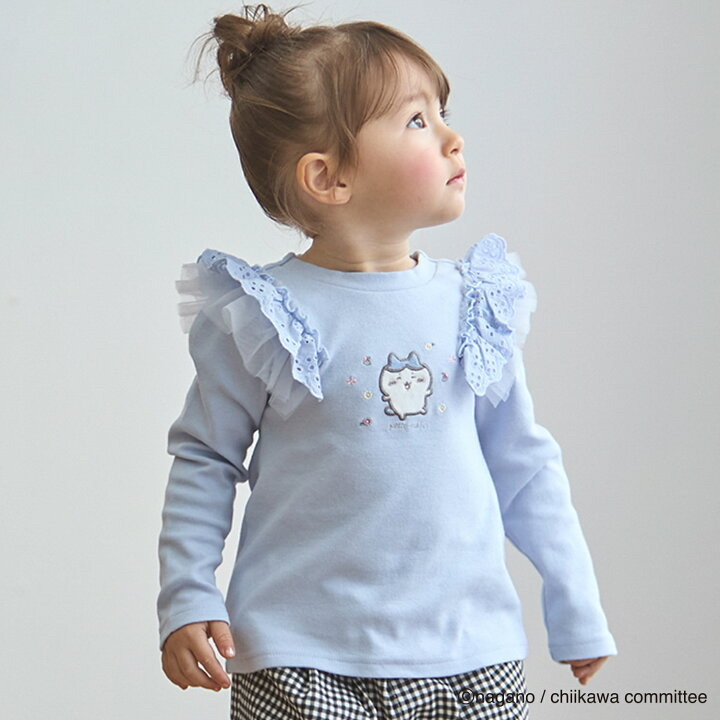 🇯🇵預訂 日本直送🇯🇵 Petit Main x Chiikawa系列三色人物刺繡貼花蕾絲花邊長袖上衣