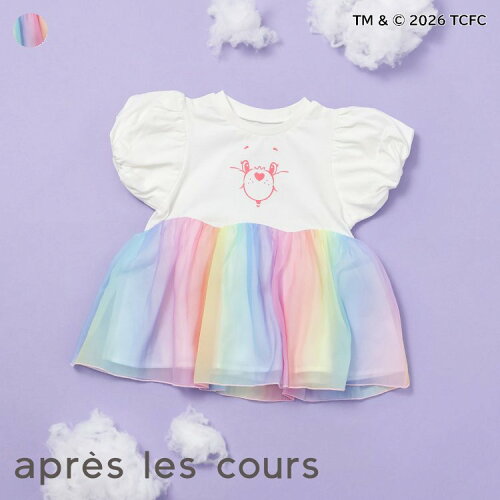 🆕【⭐訂購⭐】🇯🇵日本直送 🌀Care Bears 漸變彩虹色薄紗 泡泡袖 束腰連身裙🌀 [ELDA-0089][260510]