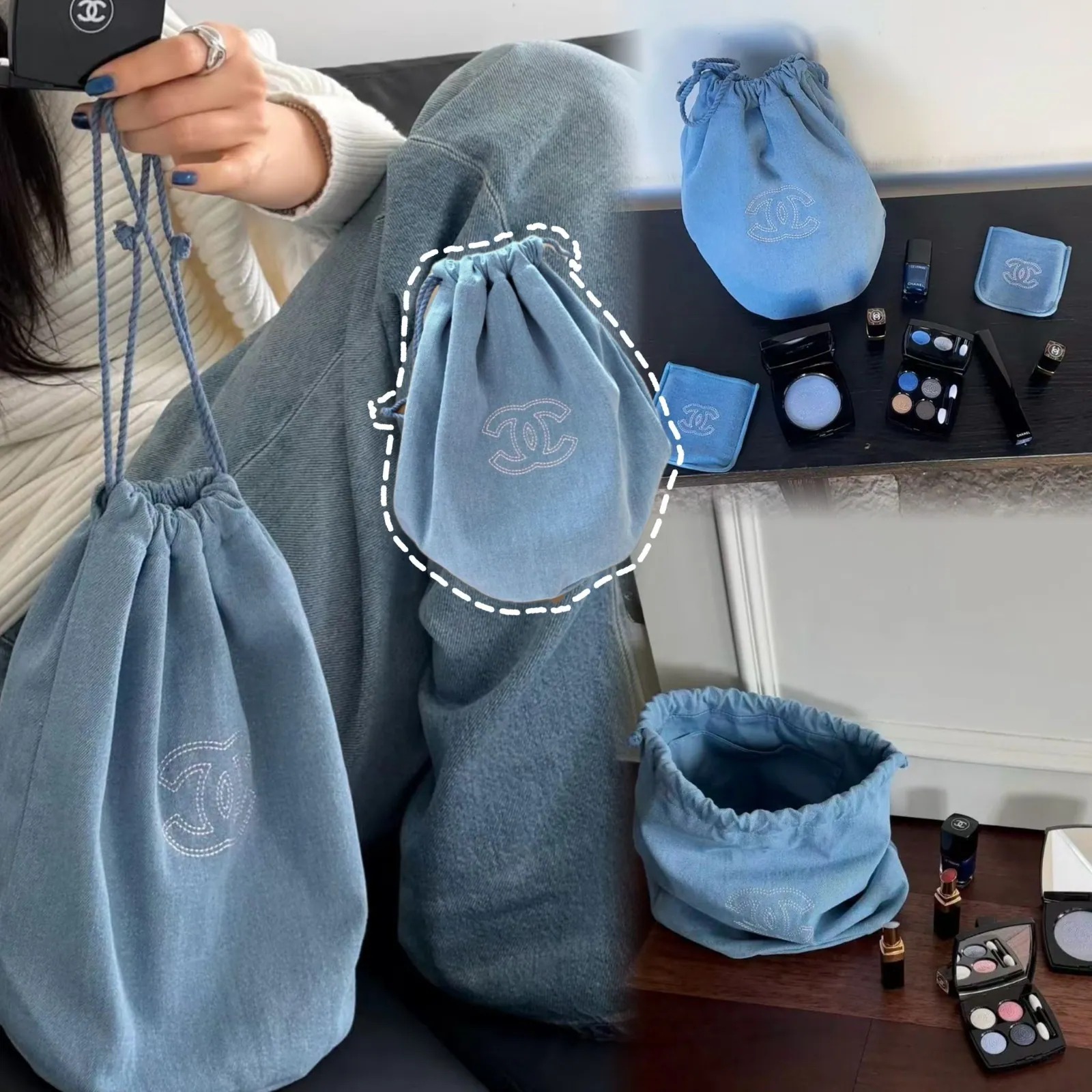 🌟CHANEL Beauty 2026 Denim 贈品單肩索繩袋🌟 