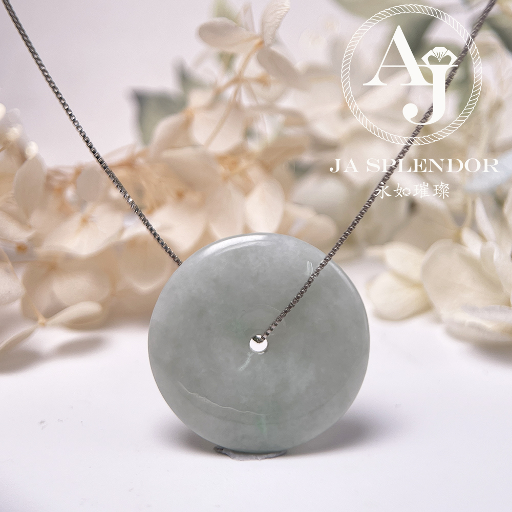 JN-3150 天然翡翠A玉 白底青大平安扣