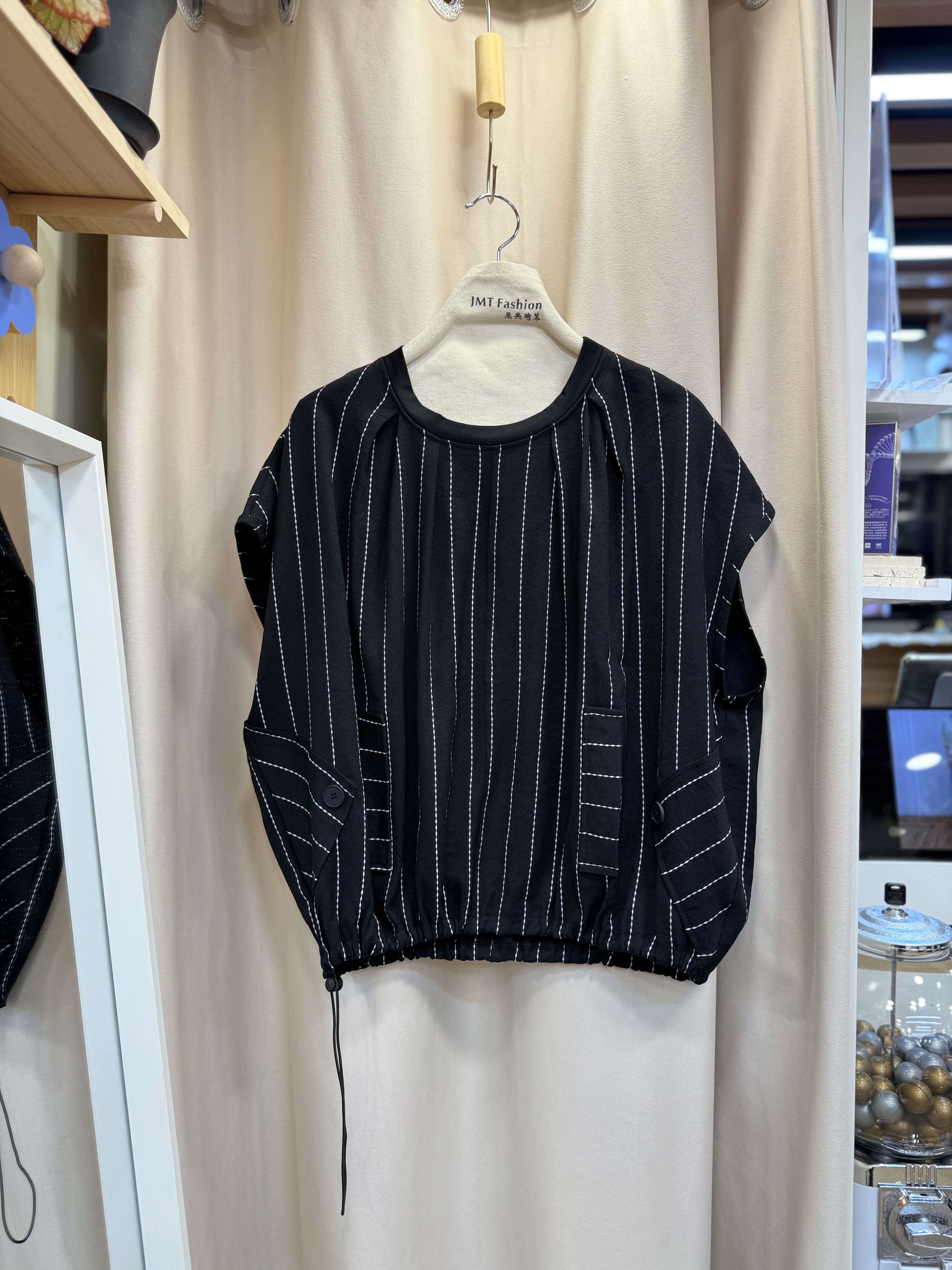 虛線摺皺混麻Top M952 417318279