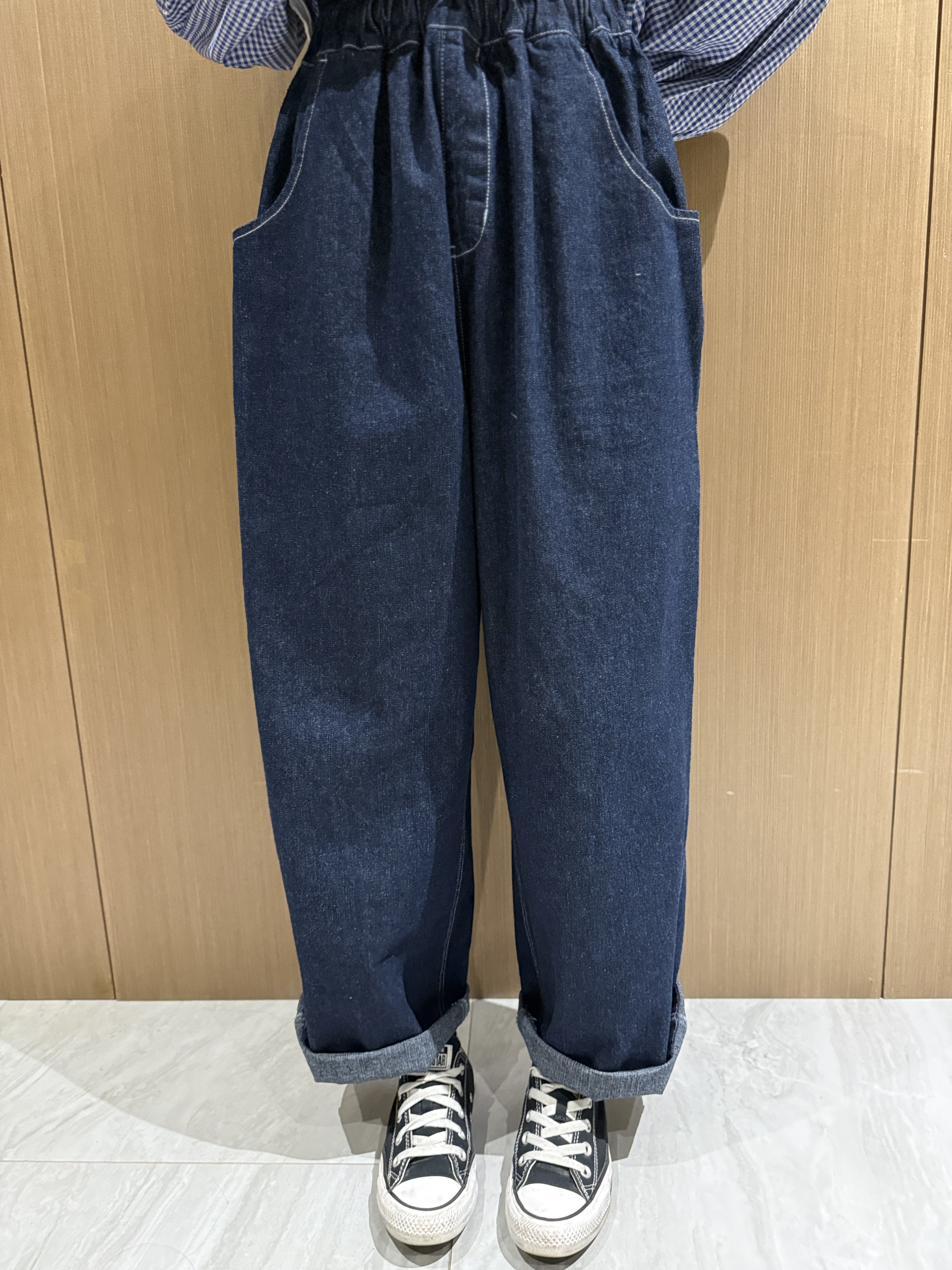 明線直腳牛仔褲