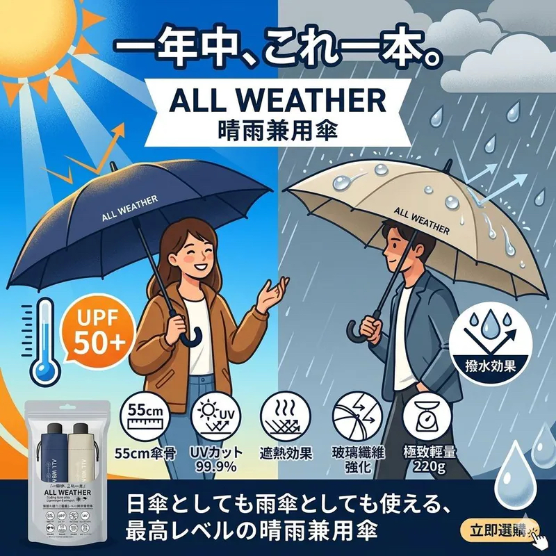 日本Costco直送 WEATHER 晴雨兩用傘(一套兩把)