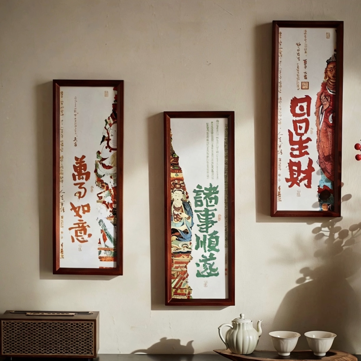 【日日生财·诸事顺遂·万事如意】实用创意相框摆件茶叶礼盒敦煌设计系列国风装饰礼品