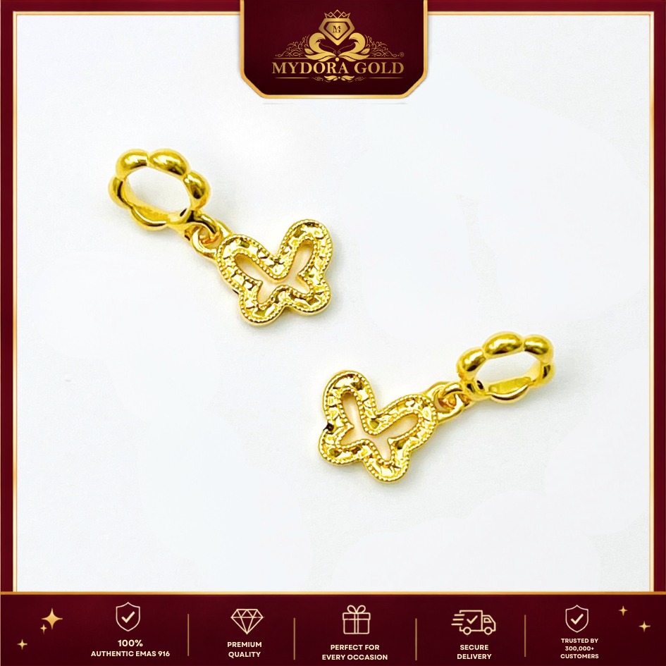 MYDORA Charm Emas 916 Mini Sparkle Butterfly (5G) l EMAS 916/22K
