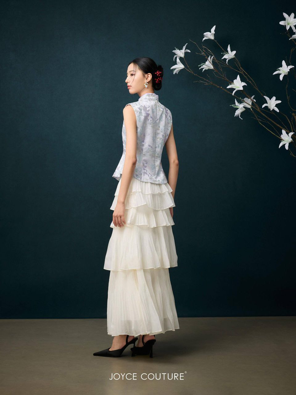 出袖提花旗袍上衣 T0759