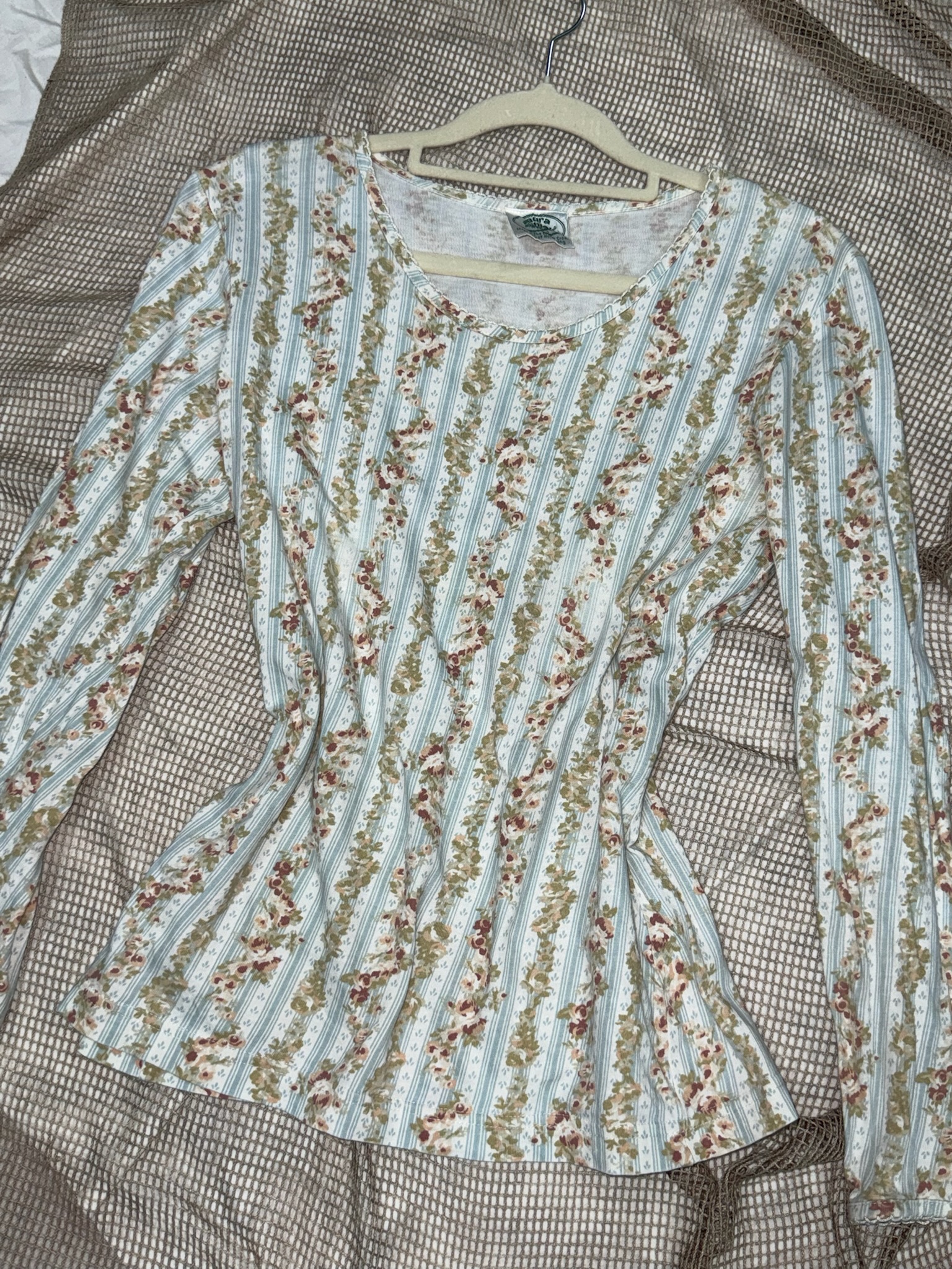 HK Stripes Floral Pattern Top