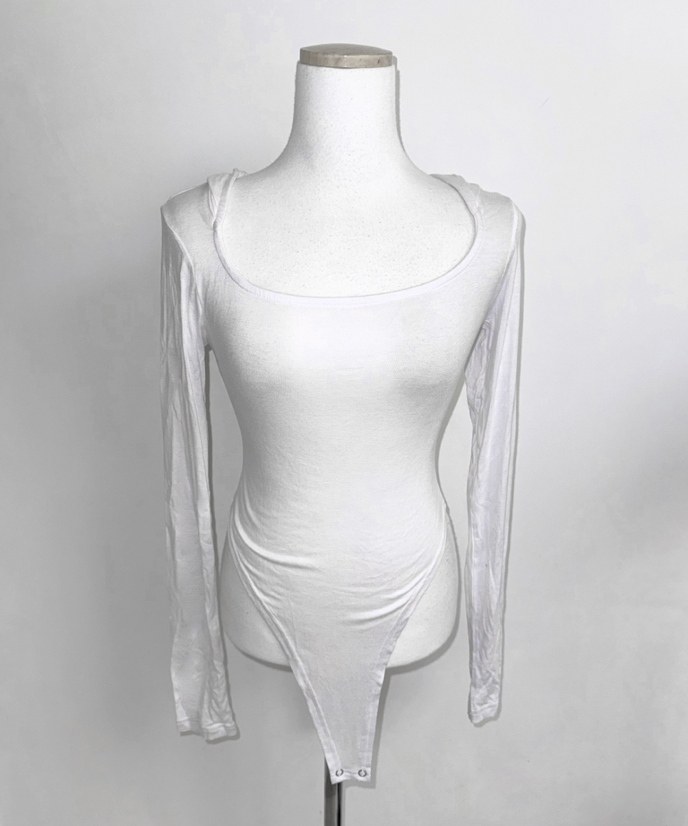 Hooded Square Neck Bodysuit