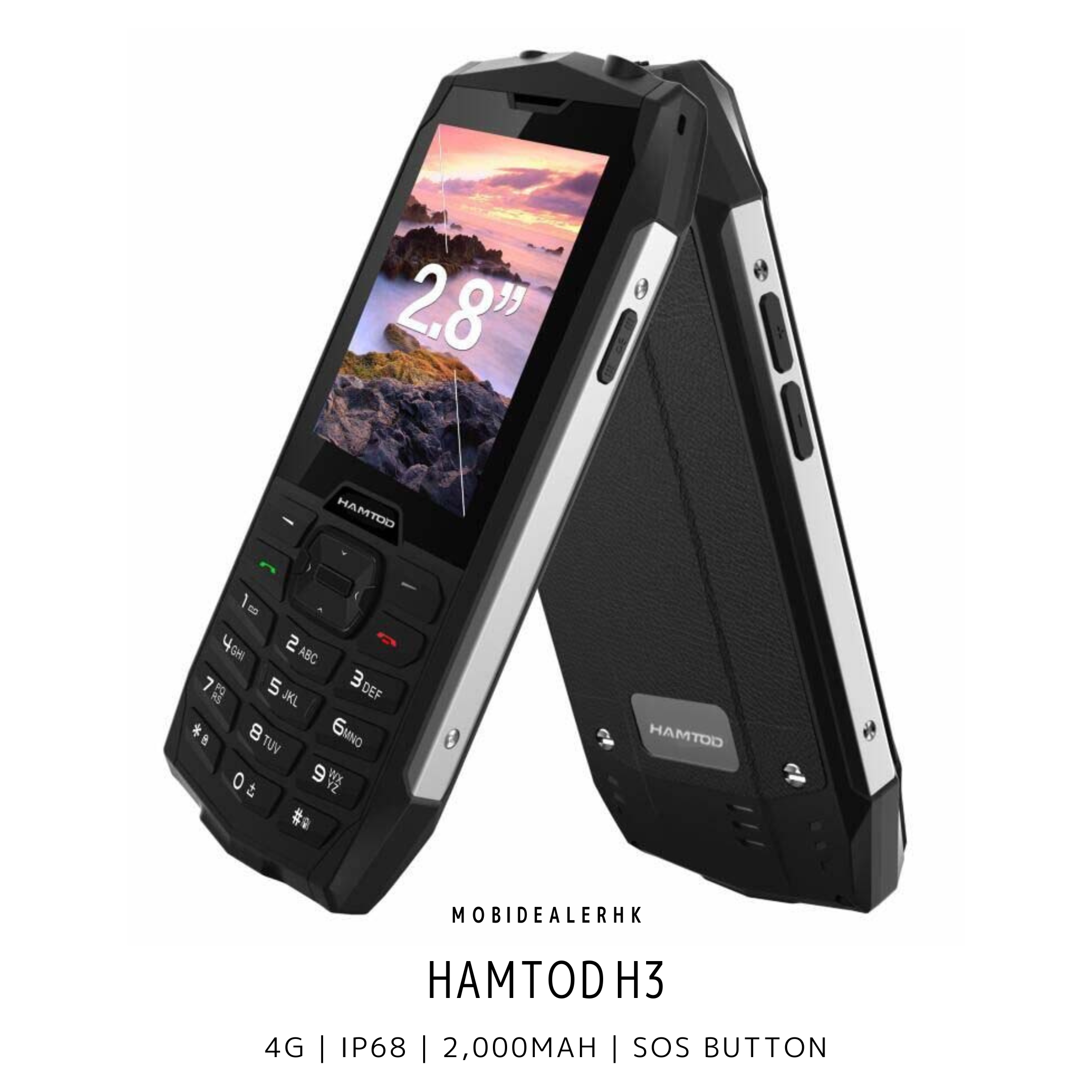 Hamtod H3 | 4G | 功能手機 | 三防老人機 | IP68 | SOS一鍵求救 | 2000mAh大電量