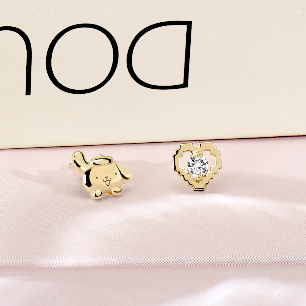 📦訂購 台灣限定 三麗鷗 SanrioＸSTORY 故事銀飾 30週年系列 Pom Pom Purin 布丁狗像素雷刻晶鑽純銀耳環