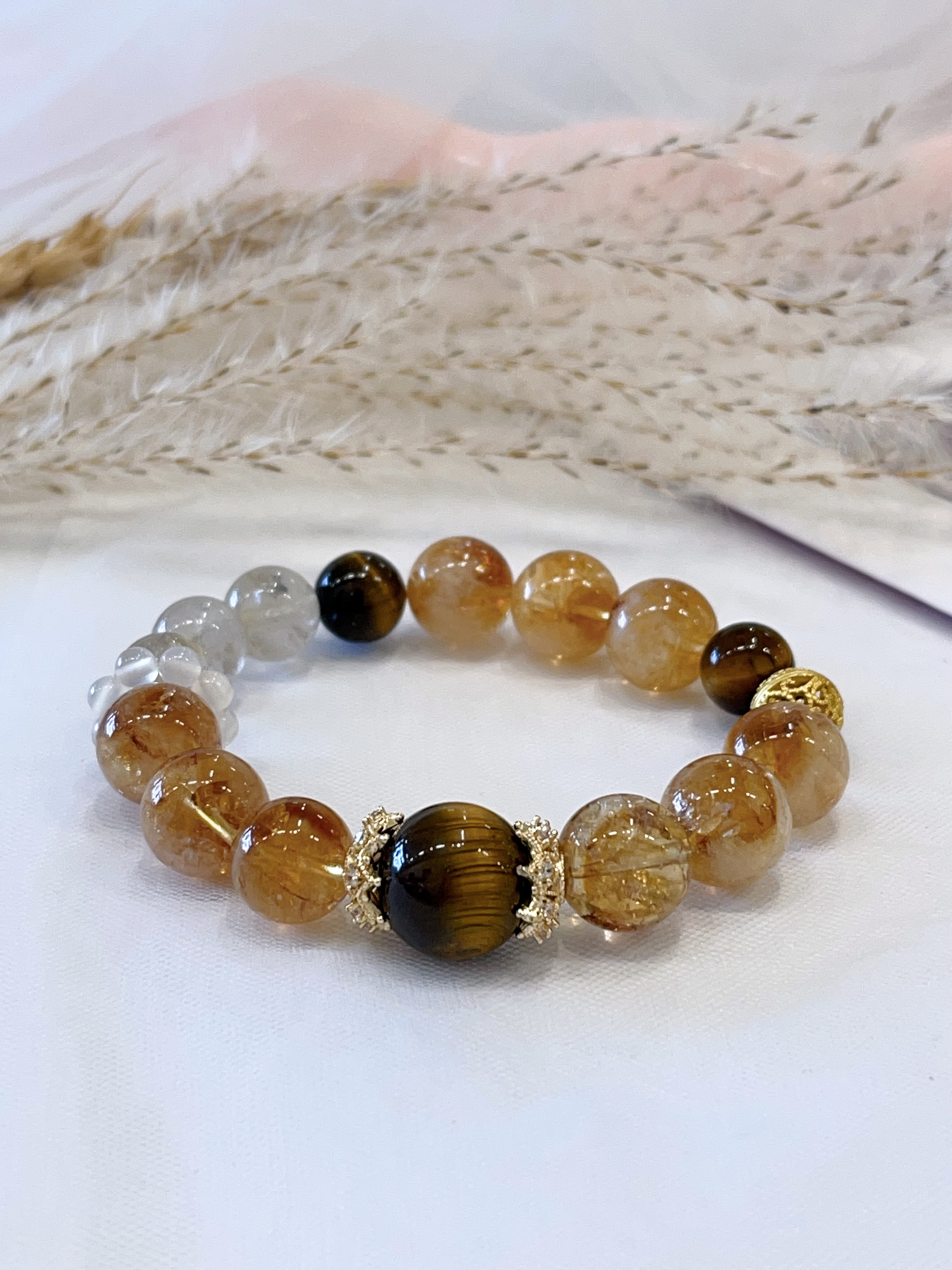 💛 黄虎眼 × 黄塔晶 × 黄发晶手串 Tiger Eye, Citrine & Rutilated Quartz