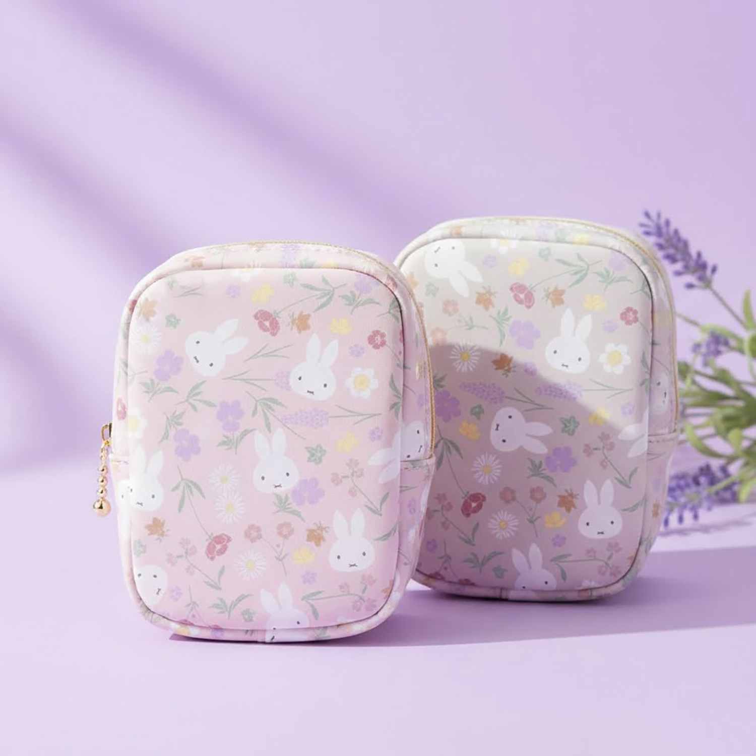 Miffy - 花卉系列長形小物包 (杏色款)