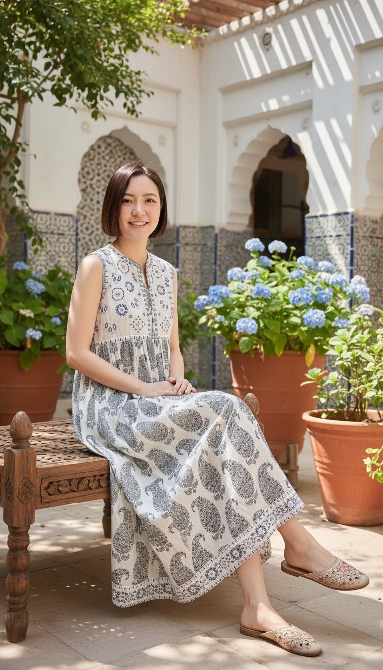 PKT 2630 Thin Cotton Chest Light Grey Paisley Sleeveless OP