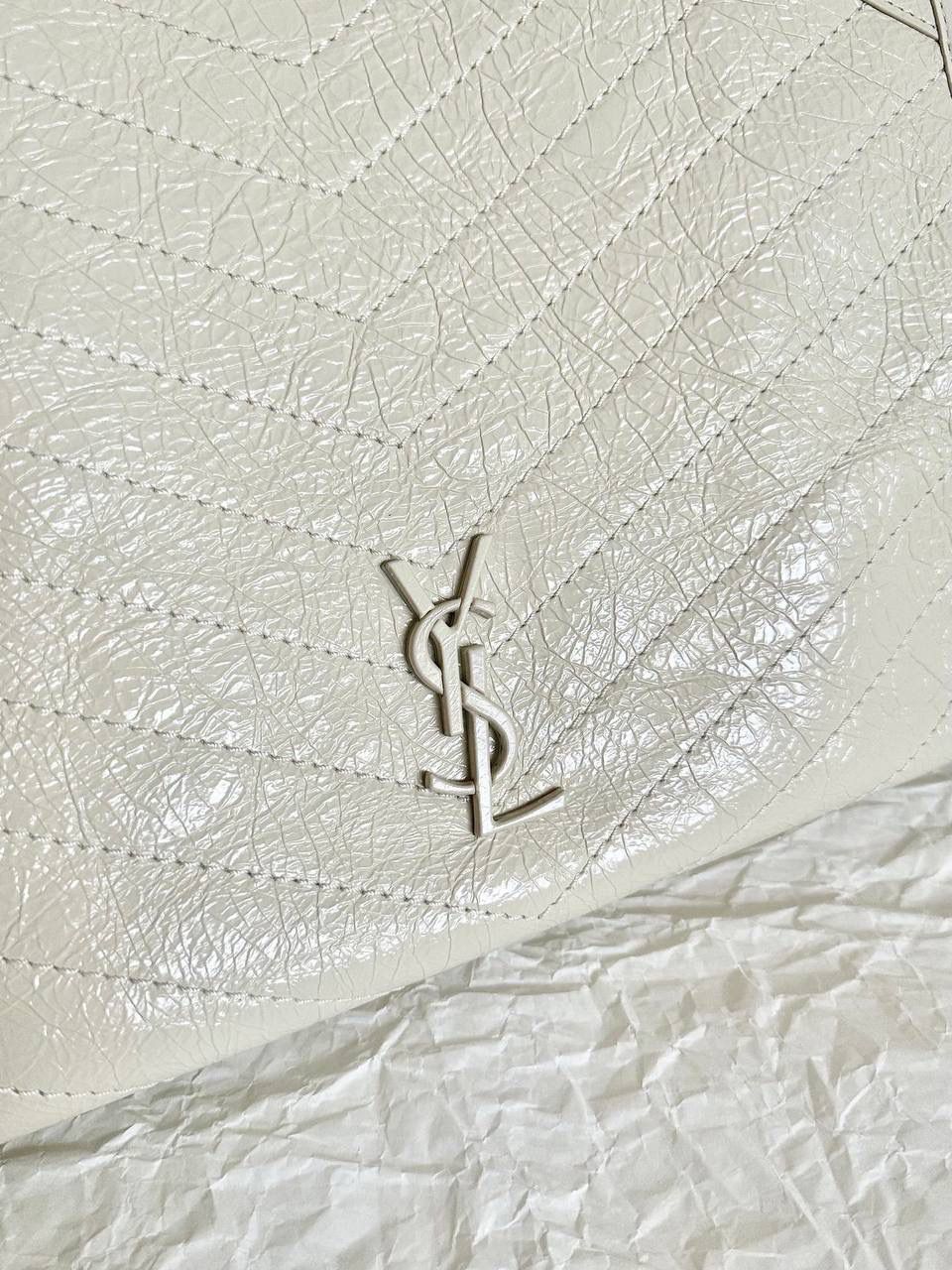 Saint Laurent 圣罗兰 Rive Gauche 白色皮革手提包